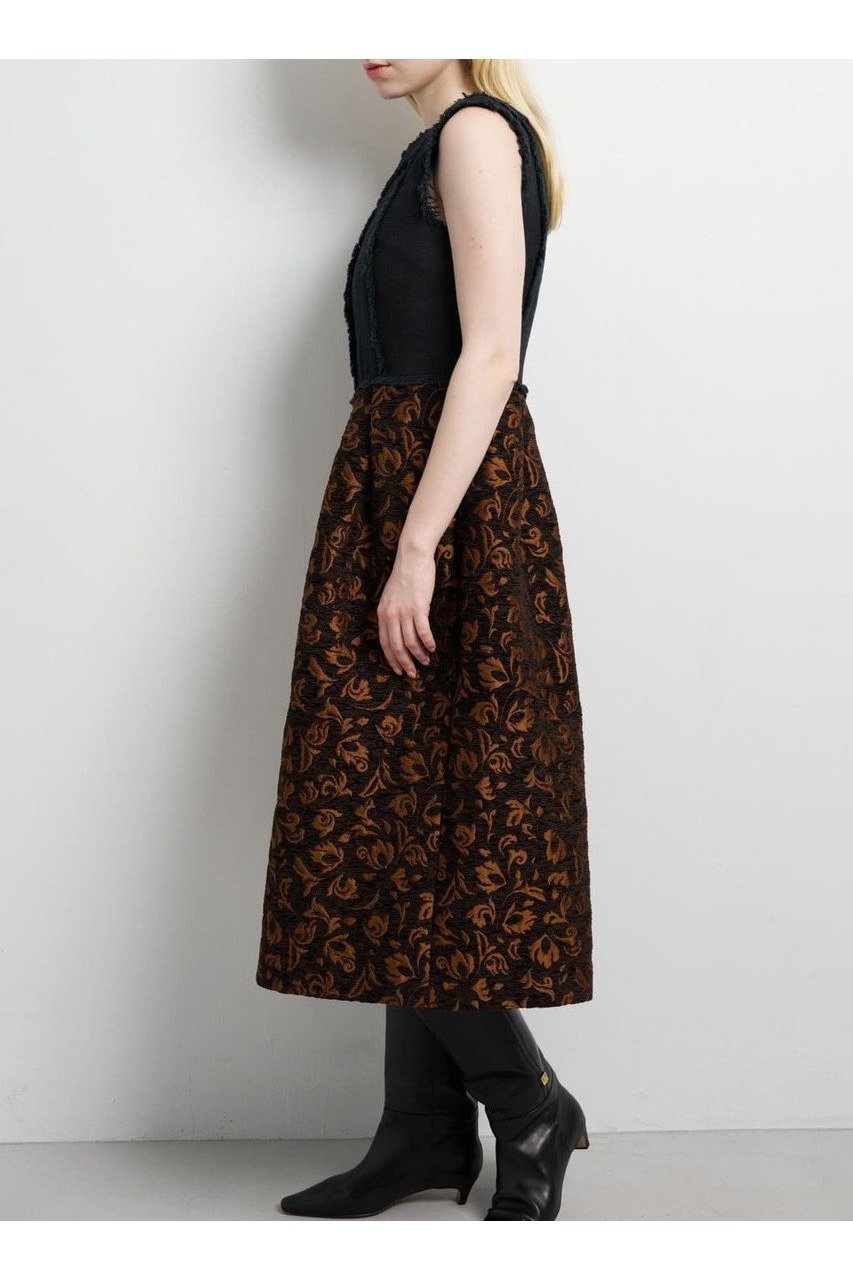 【ランバン オン ブルー/LANVIN en Bleu】のジャガードコンビワンピース 人気、トレンドファッション・服の通販 founy(ファニー) 　ファッション　Fashion　レディースファッション　Fashion for Women　ワンピース　Dresses　チュニック　Tunic Tops & Dresses　クラシカル　Classical, Vintage-Inspired　チュニック　Tunic, Long Top　フレア　Flare, Flared　ペイズリー　Paisley, Ethnic Pattern　リネン　Linen, Linen Fabric　ロング　Long, Long-Length　別注　Limited Edition, Custom Order　新作・新入荷　New Arrivals / New In　other-2|ID: prp329100004630027 ipo3291000000033298459