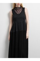 【ランバン オン ブルー/LANVIN en Bleu】のプリーツコンビマットサテンワンピース ブラック|ID:prp329100004630028