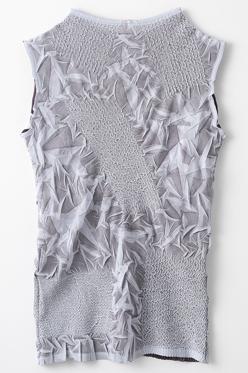 【ミューラル/MURRAL】のCrumpled ノースリーブトップス 人気、トレンドファッション・服の通販 founy(ファニー) 　ファッション　Fashion　レディースファッション　Fashion for Women　トップス・カットソー　Cut & Sew Tops　キャミソール&ノースリーブ　Camisoles & Sleeveless Tops　シャツ・ブラウス・オフィスカジュアル　Elegant Blouses & Button-Ups　ロングTシャツ・Tシャツ　Longline T-Shirts & Tees　カットソー・ベーシックTシャツ　Cut-and-Sewn Tops / Stretch Tees & Basics　2025年　2025　2025-2026秋冬・A/W　Autumn/Winter 2025–26 AW25–26　エレガント 上品　Elegant　コレクション　Collection, Seasonal Line　ショート　Short, Short Length　スリーブ　Sleeve, Long Sleeve / Short Sleeve　ノースリーブ　Sleeveless, No-Sleeve　プリント　Print, Printed Pattern　プリーツ　Pleats, Pleated　ランダム　Random, Irregular　A/W・秋冬　Autumn/Winter　other-2|ID: prp329100004630032 ipo3291000000033298511