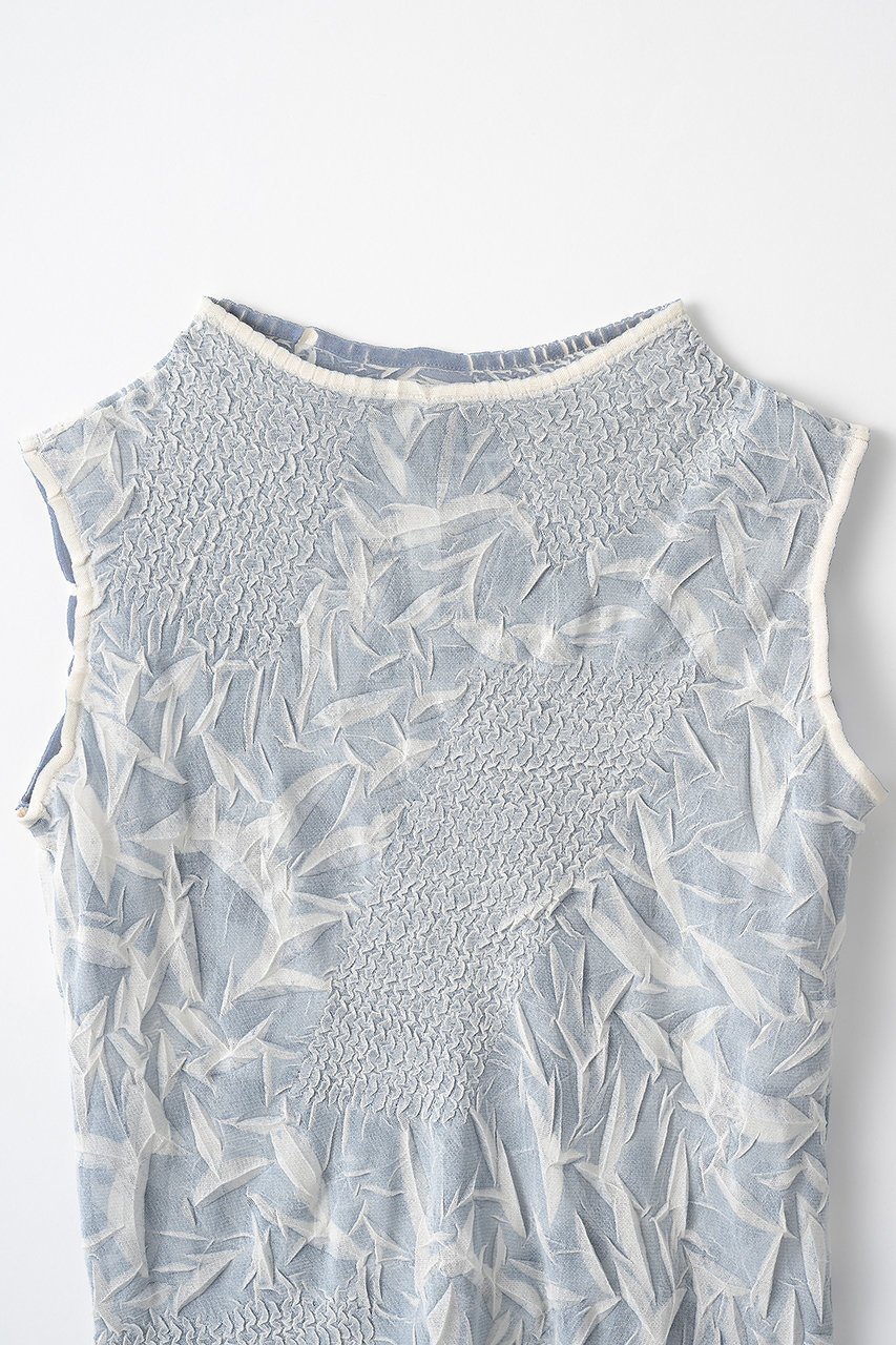 【ミューラル/MURRAL】のCrumpled ノースリーブトップス 人気、トレンドファッション・服の通販 founy(ファニー) 　ファッション　Fashion　レディースファッション　Fashion for Women　トップス・カットソー　Cut & Sew Tops　キャミソール&ノースリーブ　Camisoles & Sleeveless Tops　シャツ・ブラウス・オフィスカジュアル　Elegant Blouses & Button-Ups　ロングTシャツ・Tシャツ　Longline T-Shirts & Tees　カットソー・ベーシックTシャツ　Cut-and-Sewn Tops / Stretch Tees & Basics　2025年　2025　2025-2026秋冬・A/W　Autumn/Winter 2025–26 AW25–26　エレガント 上品　Elegant　コレクション　Collection, Seasonal Line　ショート　Short, Short Length　スリーブ　Sleeve, Long Sleeve / Short Sleeve　ノースリーブ　Sleeveless, No-Sleeve　プリント　Print, Printed Pattern　プリーツ　Pleats, Pleated　ランダム　Random, Irregular　A/W・秋冬　Autumn/Winter　other-3|ID: prp329100004630032 ipo3291000000035598076