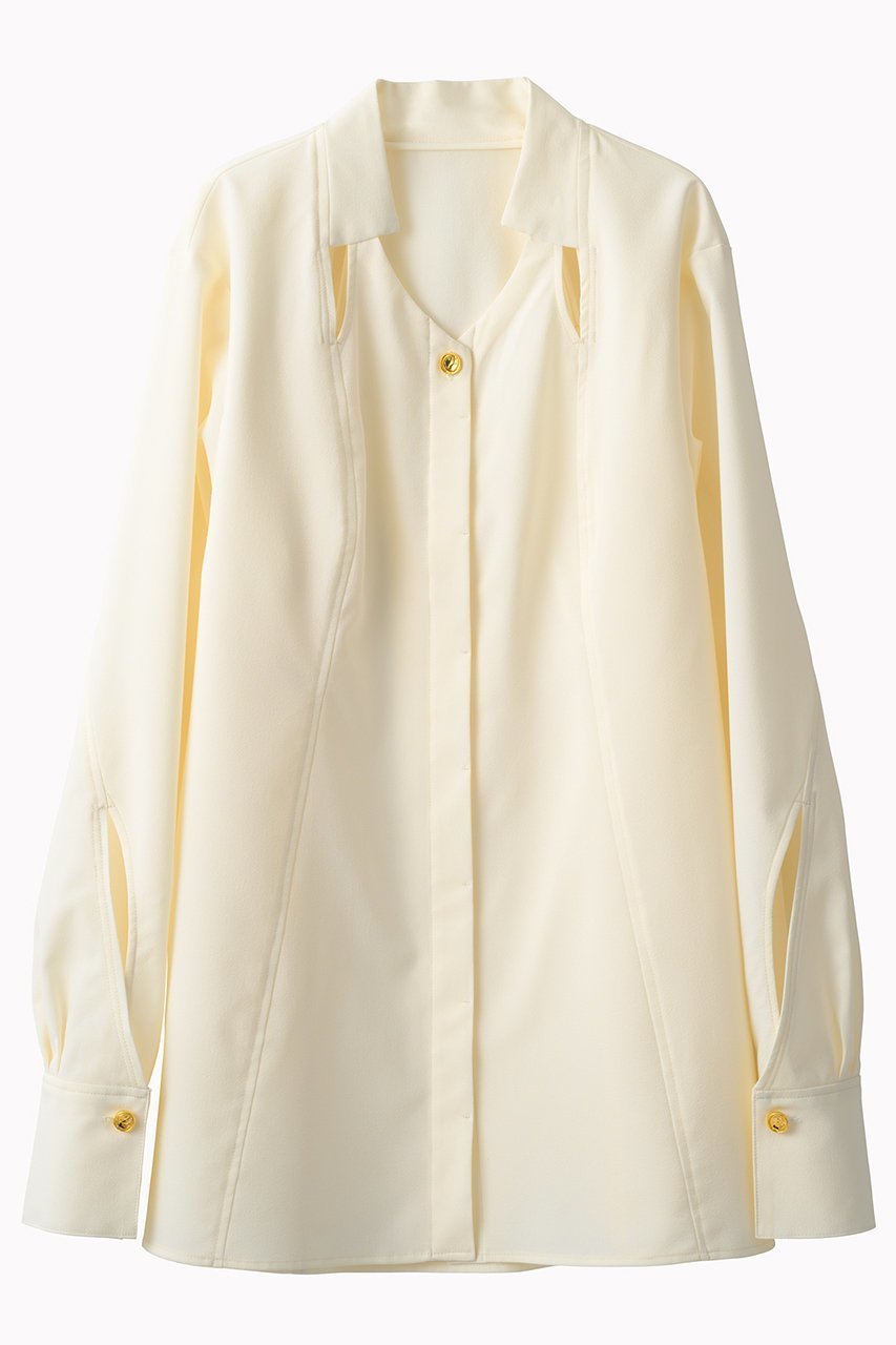 【ミューラル/MURRAL】のクロスカット シャツ インテリア・キッズ・メンズ・レディースファッション・服の通販 founy(ファニー) 　ファッション　Fashion　レディースファッション　Fashion for Women　トップス・カットソー　Cut & Sew Tops　シャツ・ブラウス・オフィスカジュアル　Elegant Blouses & Button-Ups　2025年　2025　2025-2026秋冬・A/W　Autumn/Winter 2025–26 AW25–26　エレガント 上品　Elegant　カッティング　Cutting Detail　コレクション　Collection, Seasonal Line　ストレッチ　Stretch, Stretchy Fabric　スリーブ　Sleeve, Long Sleeve / Short Sleeve　デコルテ　Décolleté, Neckline　メランジ　Melange, Mixed Yarn　モチーフ　Motif, Design Theme　ロング　Long, Long-Length　A/W・秋冬　Autumn/Winter　アイボリー|ID: prp329100004630033 ipo3291000000033298523