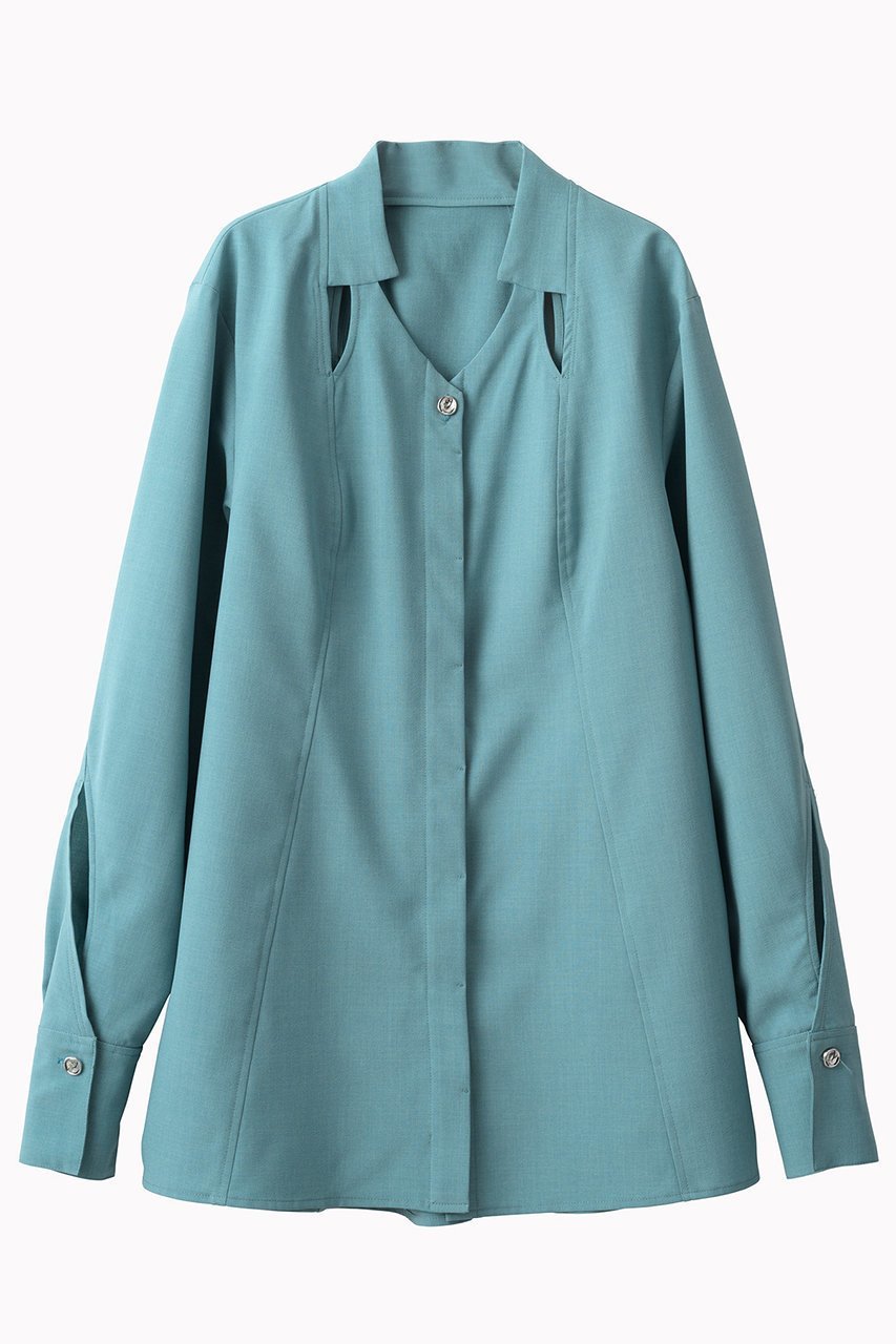 【ミューラル/MURRAL】のクロスカット シャツ インテリア・キッズ・メンズ・レディースファッション・服の通販 founy(ファニー) 　ファッション　Fashion　レディースファッション　Fashion for Women　トップス・カットソー　Cut & Sew Tops　シャツ・ブラウス・オフィスカジュアル　Elegant Blouses & Button-Ups　2025年　2025　2025-2026秋冬・A/W　Autumn/Winter 2025–26 AW25–26　エレガント 上品　Elegant　カッティング　Cutting Detail　コレクション　Collection, Seasonal Line　ストレッチ　Stretch, Stretchy Fabric　スリーブ　Sleeve, Long Sleeve / Short Sleeve　デコルテ　Décolleté, Neckline　メランジ　Melange, Mixed Yarn　モチーフ　Motif, Design Theme　ロング　Long, Long-Length　A/W・秋冬　Autumn/Winter　グリーン|ID: prp329100004630033 ipo3291000000033298524