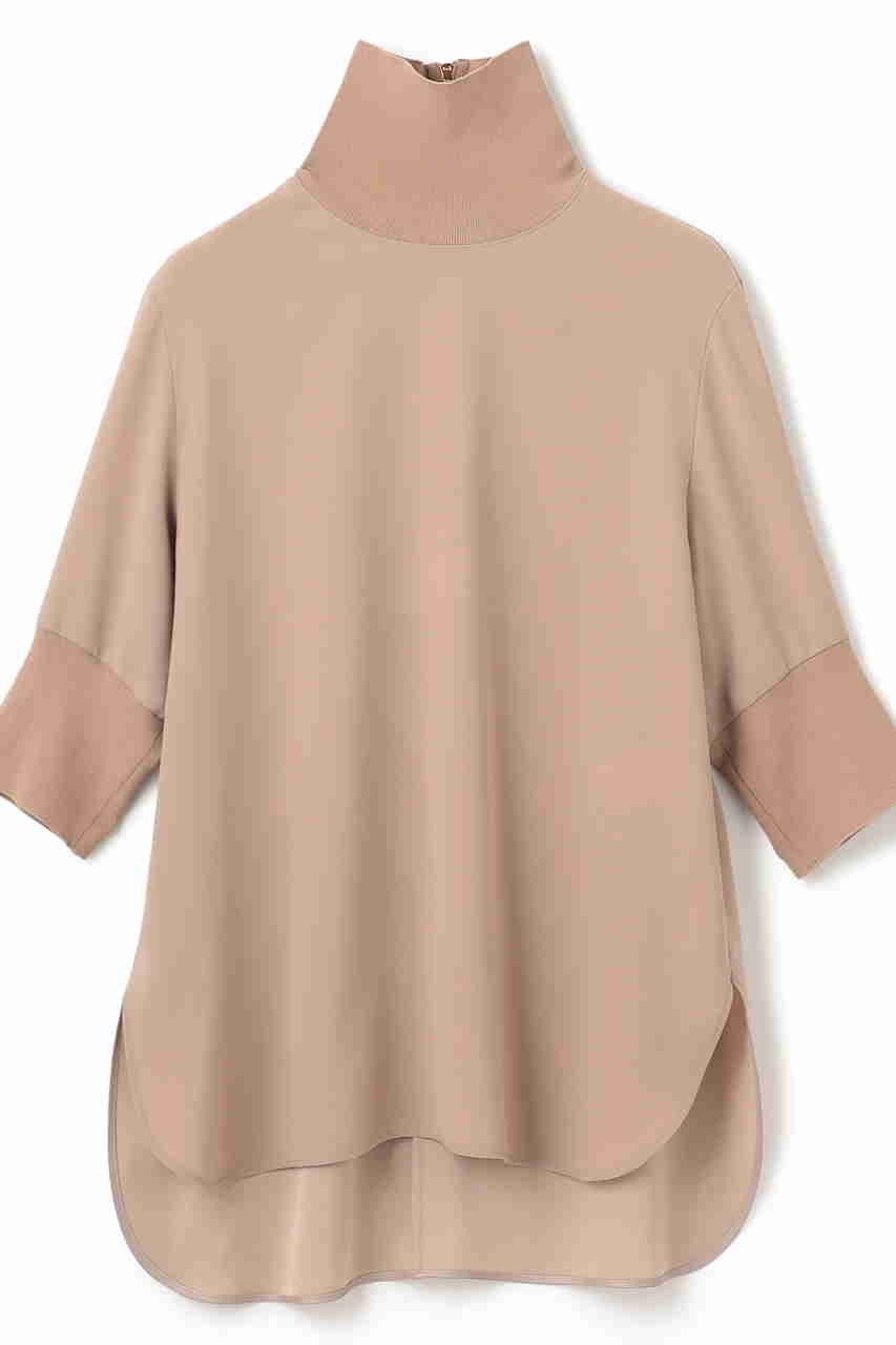 【ベイジ,/BEIGE,】のFLEUR(フルール)/ニットコンビハイネック半袖ブラウス インテリア・キッズ・メンズ・レディースファッション・服の通販 founy(ファニー) 　ファッション　Fashion　レディースファッション　Fashion for Women　トップス・カットソー　Cut & Sew Tops　ニット　Knit Tops & Sweaters　シャツ・ブラウス・オフィスカジュアル　Elegant Blouses & Button-Ups　2025年　2025　2025-2026秋冬・A/W　Autumn/Winter 2025–26 AW25–26　とろみ　Fluid, Flowy Fabric　なめらか　Smooth, Silky Texture　ショート　Short, Short Length　スリーブ　Sleeve, Long Sleeve / Short Sleeve　エレガント 上品　Elegant　半袖　Short Sleeve, Half Sleeve　A/W・秋冬　Autumn/Winter　Beige|ID: prp329100004630049 ipo3291000000033298632