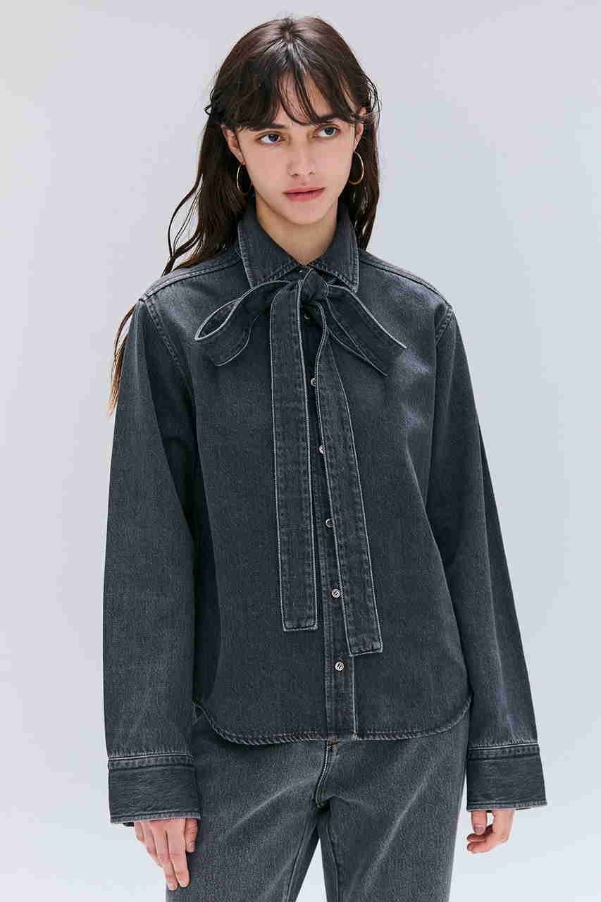 【ベイジ,/BEIGE,】のMARKEL/ボウタイ付きシャツカラーデニムシャツ 人気、トレンドファッション・服の通販 founy(ファニー) 　ファッション　Fashion　レディースファッション　Fashion for Women　トップス・カットソー　Cut & Sew Tops　シャツ・ブラウス・オフィスカジュアル　Elegant Blouses & Button-Ups　2025年　2025　2025-2026秋冬・A/W　Autumn/Winter 2025–26 AW25–26　シンプル　Simple, Minimal　スリーブ　Sleeve, Long Sleeve / Short Sleeve　デニム　Denim, Jeans Material　フェミニン　Feminine, Girly　ロング　Long, Long-Length　A/W・秋冬　Autumn/Winter　other-5|ID: prp329100004630050 ipo3291000000033298648