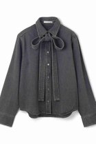 【ベイジ,/BEIGE,】のMARKEL/ボウタイ付きシャツカラーデニムシャツ Slate|ID:prp329100004630050