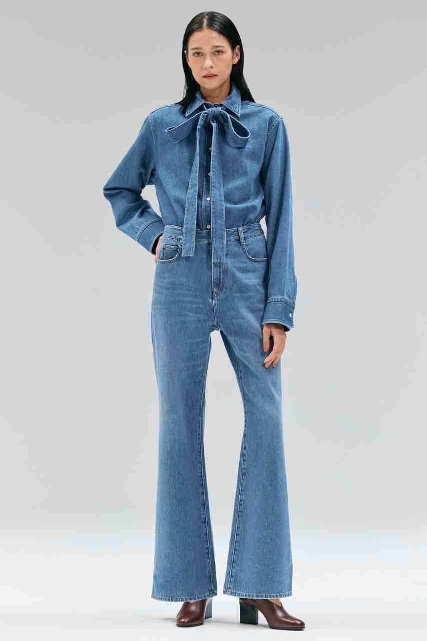 【ベイジ,/BEIGE,】のMARKEL/ボウタイ付きシャツカラーデニムシャツ 人気、トレンドファッション・服の通販 founy(ファニー) 　ファッション　Fashion　レディースファッション　Fashion for Women　トップス・カットソー　Cut & Sew Tops　シャツ・ブラウス・オフィスカジュアル　Elegant Blouses & Button-Ups　シンプル　Simple, Minimal　スリーブ　Sleeve, Long Sleeve / Short Sleeve　デニム　Denim, Jeans Material　フェミニン　Feminine, Girly　ロング　Long, Long-Length　other-7|ID: prp329100004630050 ipo3291000000035582909