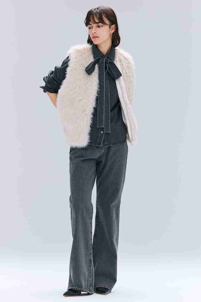 【ベイジ,/BEIGE,】のMARKEL/ボウタイ付きシャツカラーデニムシャツ 人気、トレンドファッション・服の通販 founy(ファニー) 　ファッション　Fashion　レディースファッション　Fashion for Women　トップス・カットソー　Cut & Sew Tops　シャツ・ブラウス・オフィスカジュアル　Elegant Blouses & Button-Ups　シンプル　Simple, Minimal　スリーブ　Sleeve, Long Sleeve / Short Sleeve　デニム　Denim, Jeans Material　フェミニン　Feminine, Girly　ロング　Long, Long-Length　other-3|ID: prp329100004630050 ipo3291000000035684886