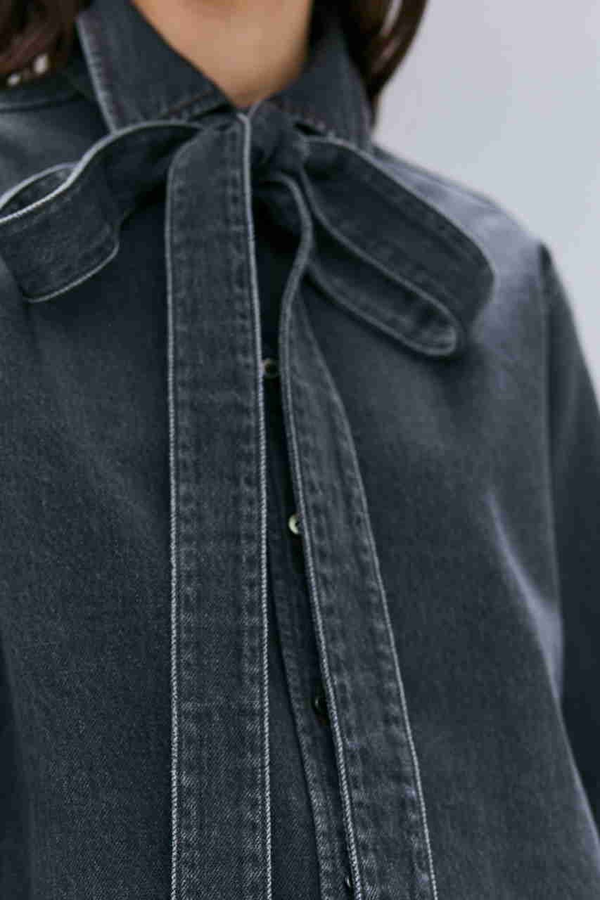 【ベイジ,/BEIGE,】のMARKEL/ボウタイ付きシャツカラーデニムシャツ 人気、トレンドファッション・服の通販 founy(ファニー) 　ファッション　Fashion　レディースファッション　Fashion for Women　トップス・カットソー　Cut & Sew Tops　シャツ・ブラウス・オフィスカジュアル　Elegant Blouses & Button-Ups　シンプル　Simple, Minimal　スリーブ　Sleeve, Long Sleeve / Short Sleeve　デニム　Denim, Jeans Material　フェミニン　Feminine, Girly　ロング　Long, Long-Length　other-4|ID: prp329100004630050 ipo3291000000035684887