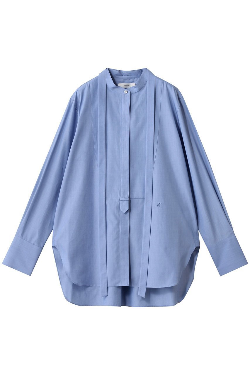 【エブール/ebure】の【8/8 0:00販売開始】エッセンシャルコットン バンドカラーシャツ インテリア・キッズ・メンズ・レディースファッション・服の通販 founy(ファニー) 　ファッション　Fashion　レディースファッション　Fashion for Women　トップス・カットソー　Cut & Sew Tops　シャツ・ブラウス・オフィスカジュアル　Elegant Blouses & Button-Ups　2025年　2025　2025-2026秋冬・A/W　Autumn/Winter 2025–26 AW25–26　インナー　Innerwear　ジャケット　Jacket, Outerwear　スリーブ　Sleeve, Long Sleeve / Short Sleeve　デニム　Denim, Jeans Material　ドレス　Dress, One-Piece　ロング　Long, Long-Length　A/W・秋冬　Autumn/Winter　ライトブルー|ID: prp329100004630051 ipo3291000000033298651