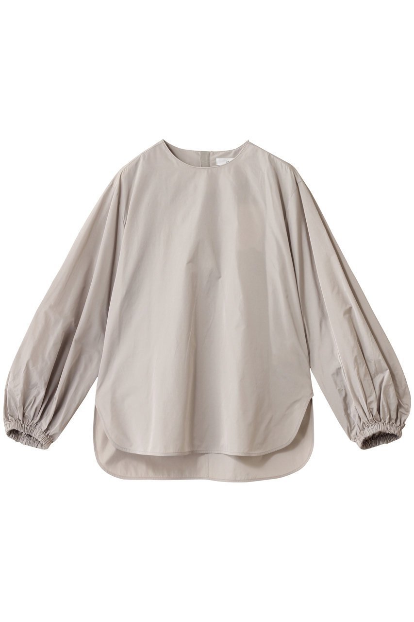 【エブール/ebure】のマイクロタフタ ノーカラーブラウス インテリア・キッズ・メンズ・レディースファッション・服の通販 founy(ファニー) 　ファッション　Fashion　レディースファッション　Fashion for Women　トップス・カットソー　Cut & Sew Tops　シャツ・ブラウス・オフィスカジュアル　Elegant Blouses & Button-Ups　おすすめ　Recommended / Our Picks　アクセサリー　Fashion Accessories　シルク　Silk, 100% Silk　シンプル　Simple, Minimal　スリーブ　Sleeve, Long Sleeve / Short Sleeve　タフタ　Taffeta, Structured Fabric　ネックレス　Necklace, Pendant Necklace　パイピング　Piping, Trim Design　ロング　Long, Long-Length　夏　Summer　ライトグレー|ID: prp329100004630052 ipo3291000000035376064