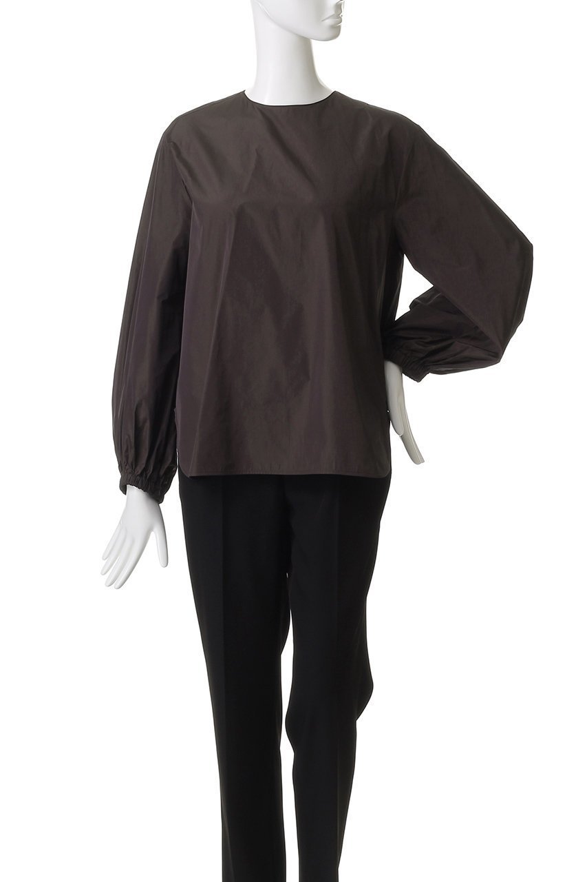 【エブール/ebure】のマイクロタフタ ノーカラーブラウス 人気、トレンドファッション・服の通販 founy(ファニー) 　ファッション　Fashion　レディースファッション　Fashion for Women　トップス・カットソー　Cut & Sew Tops　シャツ・ブラウス・オフィスカジュアル　Elegant Blouses & Button-Ups　おすすめ　Recommended / Our Picks　アクセサリー　Fashion Accessories　シルク　Silk, 100% Silk　シンプル　Simple, Minimal　スリーブ　Sleeve, Long Sleeve / Short Sleeve　タフタ　Taffeta, Structured Fabric　ネックレス　Necklace, Pendant Necklace　パイピング　Piping, Trim Design　ロング　Long, Long-Length　夏　Summer　other-2|ID: prp329100004630052 ipo3291000000035376066