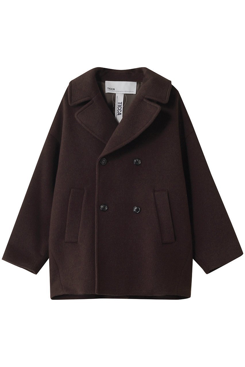【ティッカ/TICCA】の【8/8 0:00販売開始】ピーコート インテリア・キッズ・メンズ・レディースファッション・服の通販 founy(ファニー) 　ファッション　Fashion　レディースファッション　Fashion for Women　アウター　Coat / Outerwear Collection　コート・ロングコート・ピーコート　Long Coats, Peacoats & More　2025年　2025　2025-2026秋冬・A/W　Autumn/Winter 2025–26 AW25–26　ショート　Short, Short Length　ハーフ　Half, Half-Length　バランス　Balance, Style Balance　ポケット　Pocket, Pocket Detail　人気　Popular, Best Seller　定番　Standard, Basic Item　A/W・秋冬　Autumn/Winter　ブラウン|ID: prp329100004630059 ipo3291000000033298745