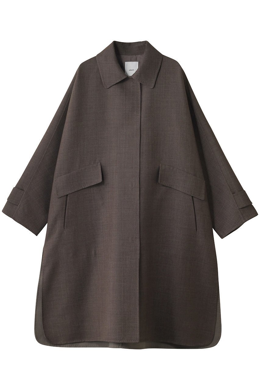 【エブール/ebure】のライトウールリバー ステンカラーコート インテリア・キッズ・メンズ・レディースファッション・服の通販 founy(ファニー) ファッション Fashion レディースファッション Fashion for Women アウター Coat / Outerwear Collection コート・ロングコート・ピーコート Long Coats, Peacoats & More スリット Slit, Slit Detail ダブル Double, Double-Breasted ドレープ Drape, Draping Fabric フェイス Face, Facial Design ロング Long, Long-Length エレガント 上品 Elegant 秋 Autumn ブラウン|ID: prp329100004630063 ipo3291000000035376110