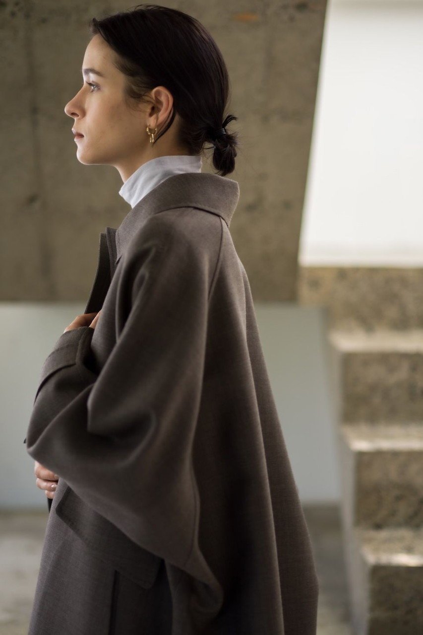 【エブール/ebure】のライトウールリバー ステンカラーコート 人気、トレンドファッション・服の通販 founy(ファニー) ファッション Fashion レディースファッション Fashion for Women アウター Coat / Outerwear Collection コート・ロングコート・ピーコート Long Coats, Peacoats & More スリット Slit, Slit Detail ダブル Double, Double-Breasted ドレープ Drape, Draping Fabric フェイス Face, Facial Design ロング Long, Long-Length エレガント 上品 Elegant 秋 Autumn other-8|ID: prp329100004630063 ipo3291000000035376125