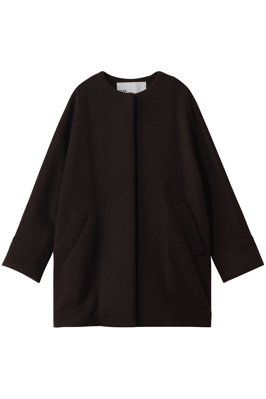 【ティッカ/TICCA】の【8/8 0:00販売開始】ノーカラーテントコート インテリア・キッズ・メンズ・レディースファッション・服の通販 founy(ファニー) 　ファッション　Fashion　レディースファッション　Fashion for Women　アウター　Coat / Outerwear Collection　コート・ロングコート・ピーコート　Long Coats, Peacoats & More　2025年　2025　2025-2026秋冬・A/W　Autumn/Winter 2025–26 AW25–26　ショート　Short, Short Length　バランス　Balance, Style Balance　A/W・秋冬　Autumn/Winter　ブラウン|ID: prp329100004630065 ipo3291000000033298808