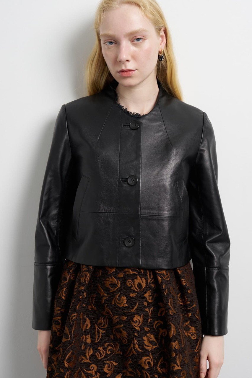 【ランバン オン ブルー/LANVIN en Bleu】のラムレザーショートジャケット 人気、トレンドファッション・服の通販 founy(ファニー) 　ファッション　Fashion　レディースファッション　Fashion for Women　アウター　Coat / Outerwear Collection　レディースジャケット・軽アウター　Jackets　イタリア　Italy　インナー　Innerwear　コンパクト　Compact, Small Size　ジャケット　Jacket, Outerwear　バランス　Balance, Style Balance　ファブリック　Fabric, Textile　フレア　Flare, Flared　ボトム　Bottoms, Lower Wear　ボトルネック　Bottle Neck, Mock Neck　ラグジュアリー　Luxury, Elegant　ワイド　Wide, Wide Fit　新作・新入荷　New Arrivals / New In　other-8|ID: prp329100004630070 ipo3291000000033298858