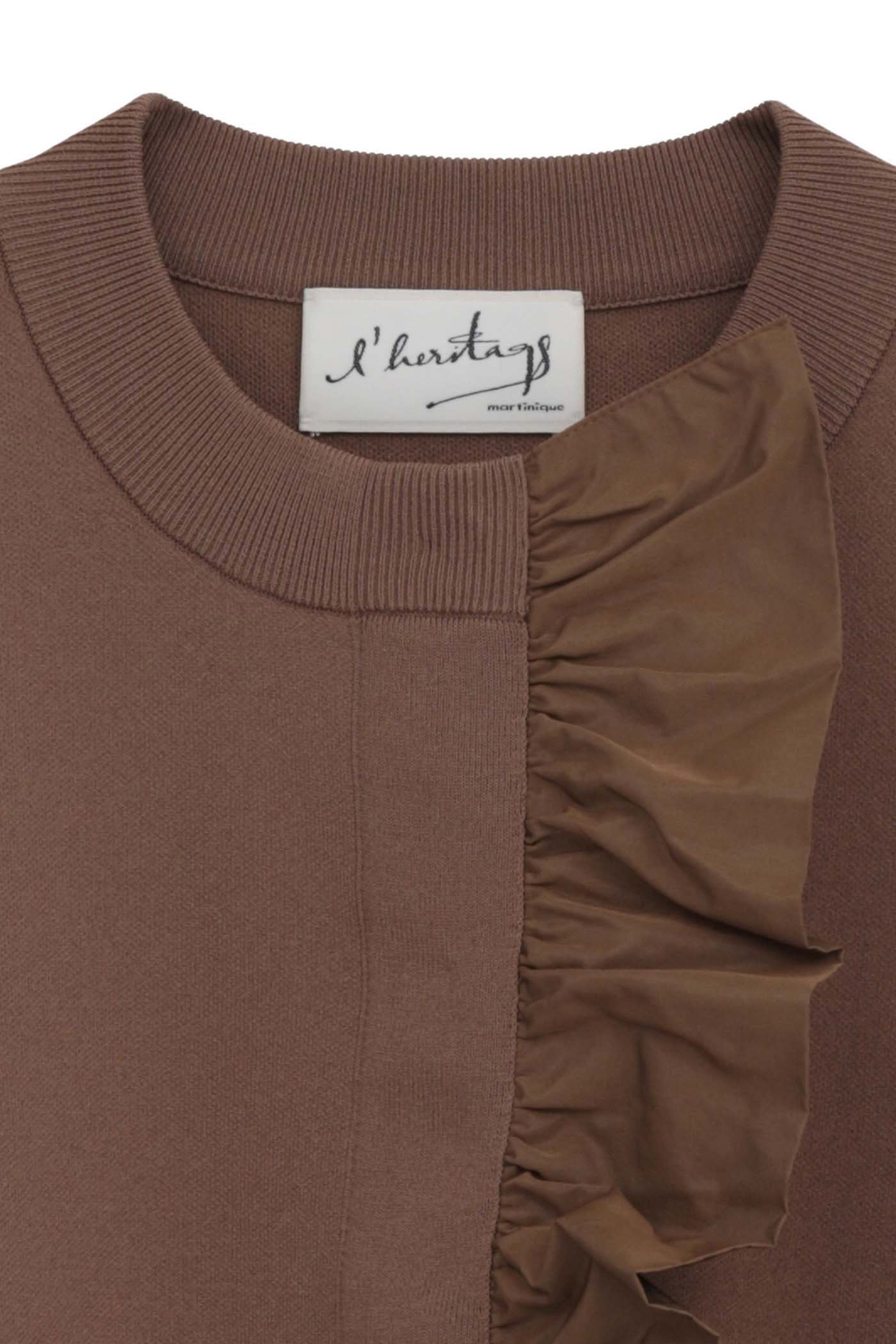 【マルティニーク/martinique】の【l heritage martinique】タフタフリルカーディガン 人気、トレンドファッション・服の通販 founy(ファニー) 　ファッション　Fashion　レディースファッション　Fashion for Women　トップス・カットソー　Cut & Sew Tops　ニット　Knit Tops & Sweaters　カーディガン・羽織り　Layered Style Cardigans　おすすめ　Recommended / Our Picks　カーディガン　Cardigan, Knitwear　ジャカード／ジャガード　Jacquard, Woven Pattern　ストレッチ　Stretch, Stretchy Fabric　タフタ　Taffeta, Structured Fabric　フリル　Frill, Ruffle　フレア　Flare, Flared　ブルゾン　Blouson, Bomber Jacket　ベーシック　Basic, Essential　人気　Popular, Best Seller　春　Spring　秋　Autumn　羽織　Haori, Light Jacket　other-3|ID: prp329100004630083 ipo3291000000035723334