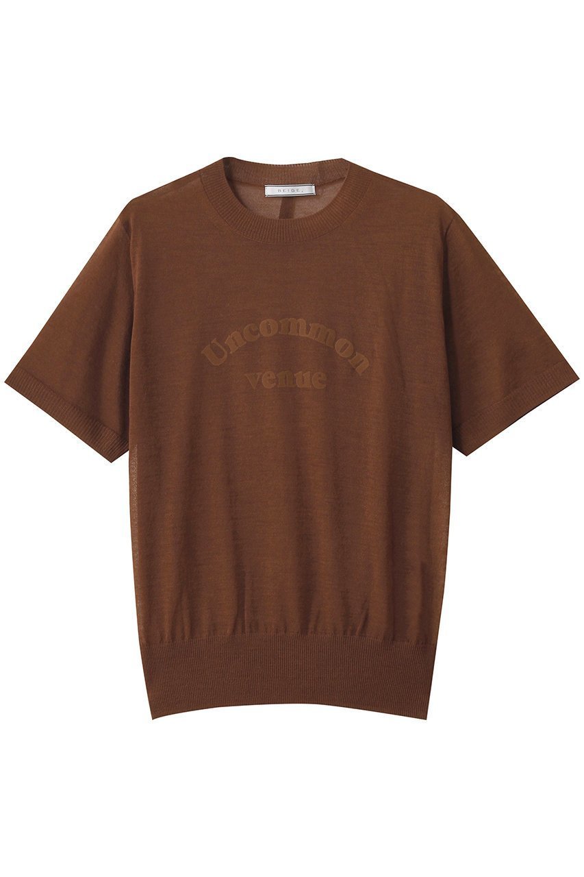 【ベイジ,/BEIGE,】のCADDO(キャドー)/シアーウールメッセージロゴTニット インテリア・キッズ・メンズ・レディースファッション・服の通販 founy(ファニー) 　ファッション　Fashion　レディースファッション　Fashion for Women　トップス・カットソー　Cut & Sew Tops　ニット　Knit Tops & Sweaters　カジュアルプルオーバー・ニットトップス　Pullovers & Knit Tops / Casual Pullovers　2025年　2025　2025-2026秋冬・A/W　Autumn/Winter 2025–26 AW25–26　シアー　Sheer, See-Through　フロント　Front, Front Design　A/W・秋冬　Autumn/Winter　Brown|ID: prp329100004630087 ipo3291000000033298991