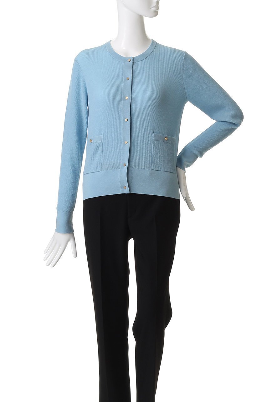 【エブール/ebure】のウールシアーRIBニット クルーネックカーディガン 人気、トレンドファッション・服の通販 founy(ファニー) 　ファッション　Fashion　レディースファッション　Fashion for Women　トップス・カットソー　Cut & Sew Tops　ニット　Knit Tops & Sweaters　カーディガン・羽織り　Layered Style Cardigans　カーディガン　Cardigan, Knitwear　コンパクト　Compact, Small Size　シンプル　Simple, Minimal　旅行　Travel　ビジネス 仕事 通勤　Business / Work / Commuting　other-2|ID: prp329100004630089 ipo3291000000035496480