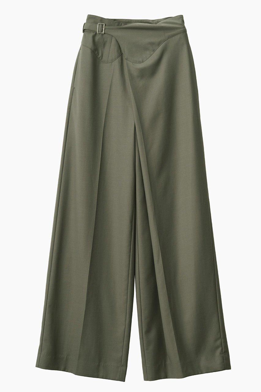 【ミューラル/MURRAL】のGurkha アシンメトリー スラックス インテリア・キッズ・メンズ・レディースファッション・服の通販 founy(ファニー) 　ファッション　Fashion　レディースファッション　Fashion for Women　パンツ　Pants & Trousers　アシンメトリー　Asymmetrical Style　スラックス　Slacks, Dress Pants　ドレープ　Drape, Draping Fabric　ネップ　Nepp, Slub Yarn　エレガント 上品　Elegant　切替　Switching, Contrast Panel　カーキ|ID: prp329100004630094 ipo3291000000036190757