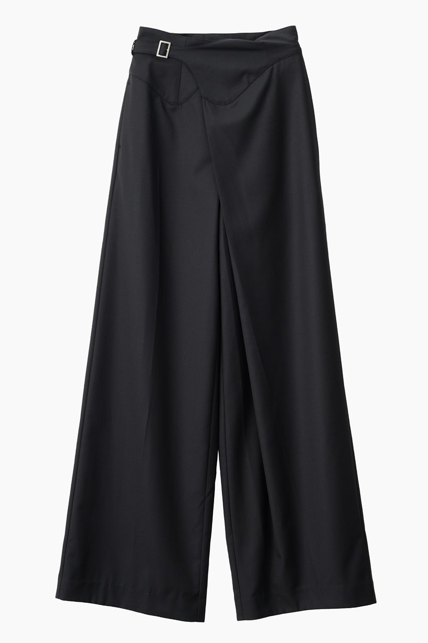 【ミューラル/MURRAL】のGurkha アシンメトリー スラックス インテリア・キッズ・メンズ・レディースファッション・服の通販 founy(ファニー) 　ファッション　Fashion　レディースファッション　Fashion for Women　パンツ　Pants & Trousers　アシンメトリー　Asymmetrical Style　スラックス　Slacks, Dress Pants　ドレープ　Drape, Draping Fabric　ネップ　Nepp, Slub Yarn　エレガント 上品　Elegant　切替　Switching, Contrast Panel　ブラック|ID: prp329100004630094 ipo3291000000036190758