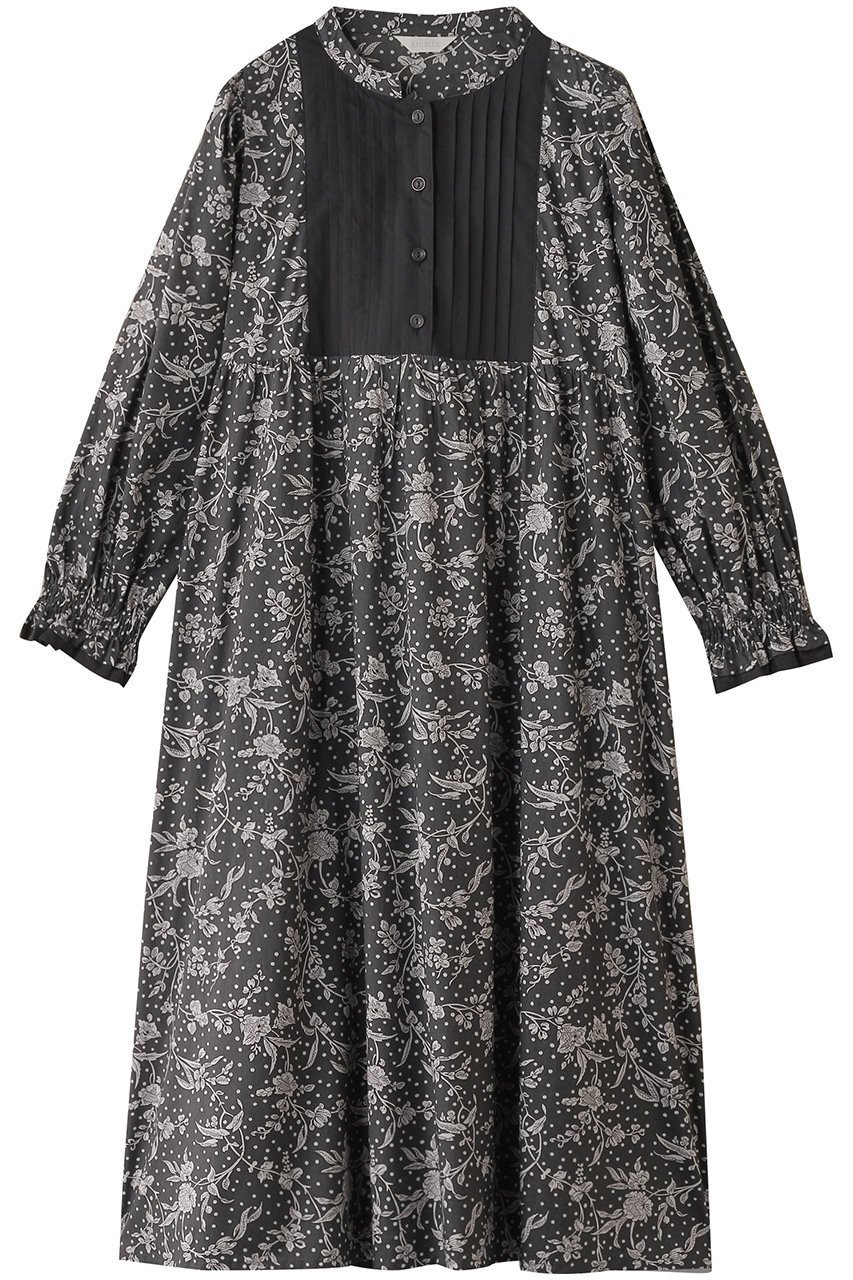 【キッドブルー/KID BLUE】の25AW LIBERTYプリントワンピース インテリア・キッズ・メンズ・レディースファッション・服の通販 founy(ファニー) 　ファッション　Fashion　レディースファッション　Fashion for Women　ワンピース　Dresses　2025年　2025　2025-2026秋冬・A/W　Autumn/Winter 2025–26 AW25–26　ギャザー　Gathered, Ruffled　パジャマ　Pajamas, Sleepwear　フロント　Front, Front Design　プリント　Print, Printed Pattern　リラックス　Relax, Relaxed Fit　エレガント 上品　Elegant　新作・新入荷　New Arrivals / New In　無地　Plain, Solid Color　チャコール|ID: prp329100004630104 ipo3291000000033299131
