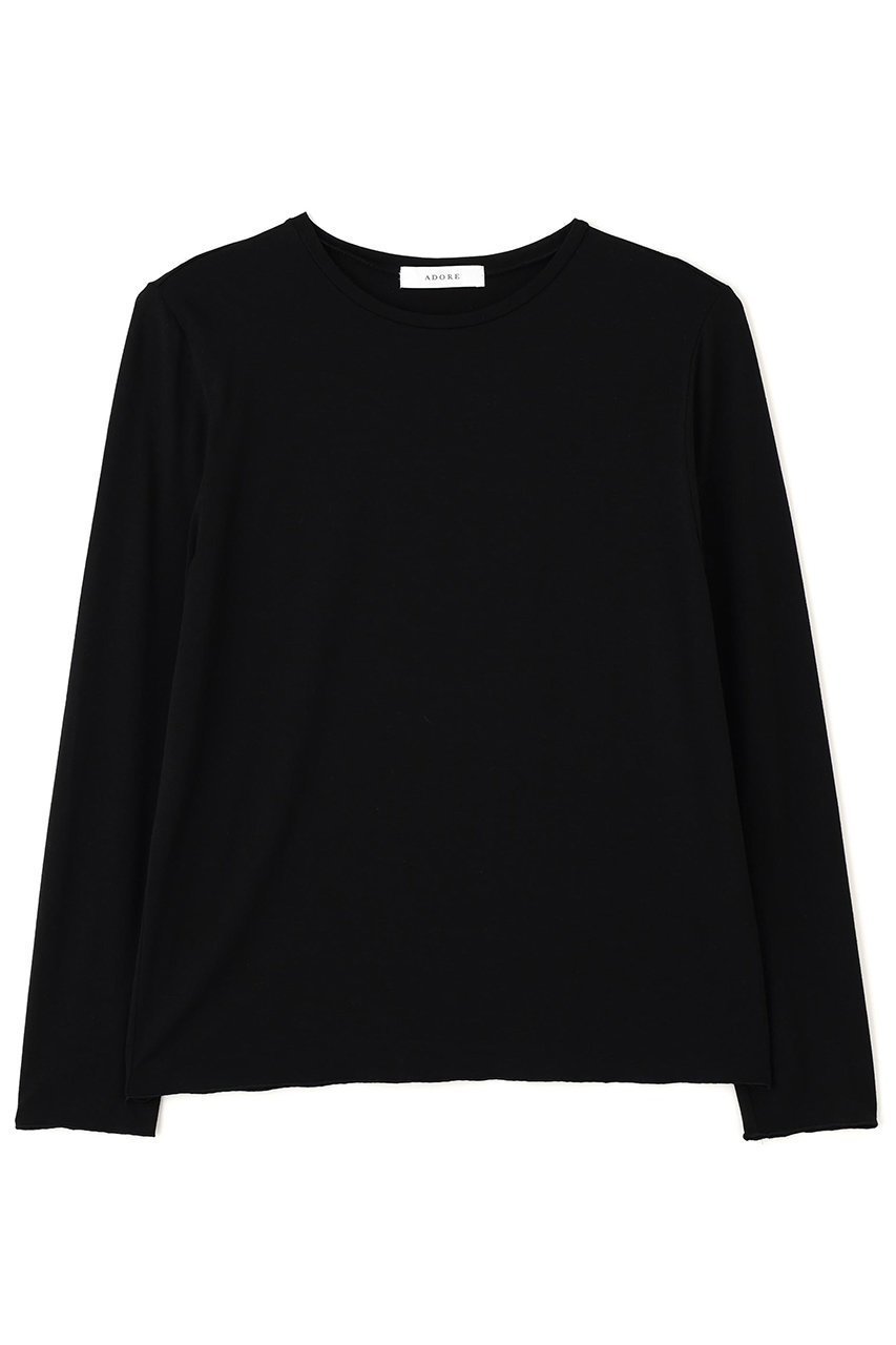 【アドーア/ADORE】のモイストジャージーカットソー インテリア・キッズ・メンズ・レディースファッション・服の通販 founy(ファニー) 　ファッション　Fashion　レディースファッション　Fashion for Women　トップス・カットソー　Cut & Sew Tops　シャツ・ブラウス・オフィスカジュアル　Elegant Blouses & Button-Ups　ロングTシャツ・Tシャツ　Longline T-Shirts & Tees　カットソー・ベーシックTシャツ　Cut-and-Sewn Tops / Stretch Tees & Basics　なめらか　Smooth, Silky Texture　スリーブ　Sleeve, Long Sleeve / Short Sleeve　ロング　Long, Long-Length　ブラック|ID: prp329100004630125 ipo3291000000033299384