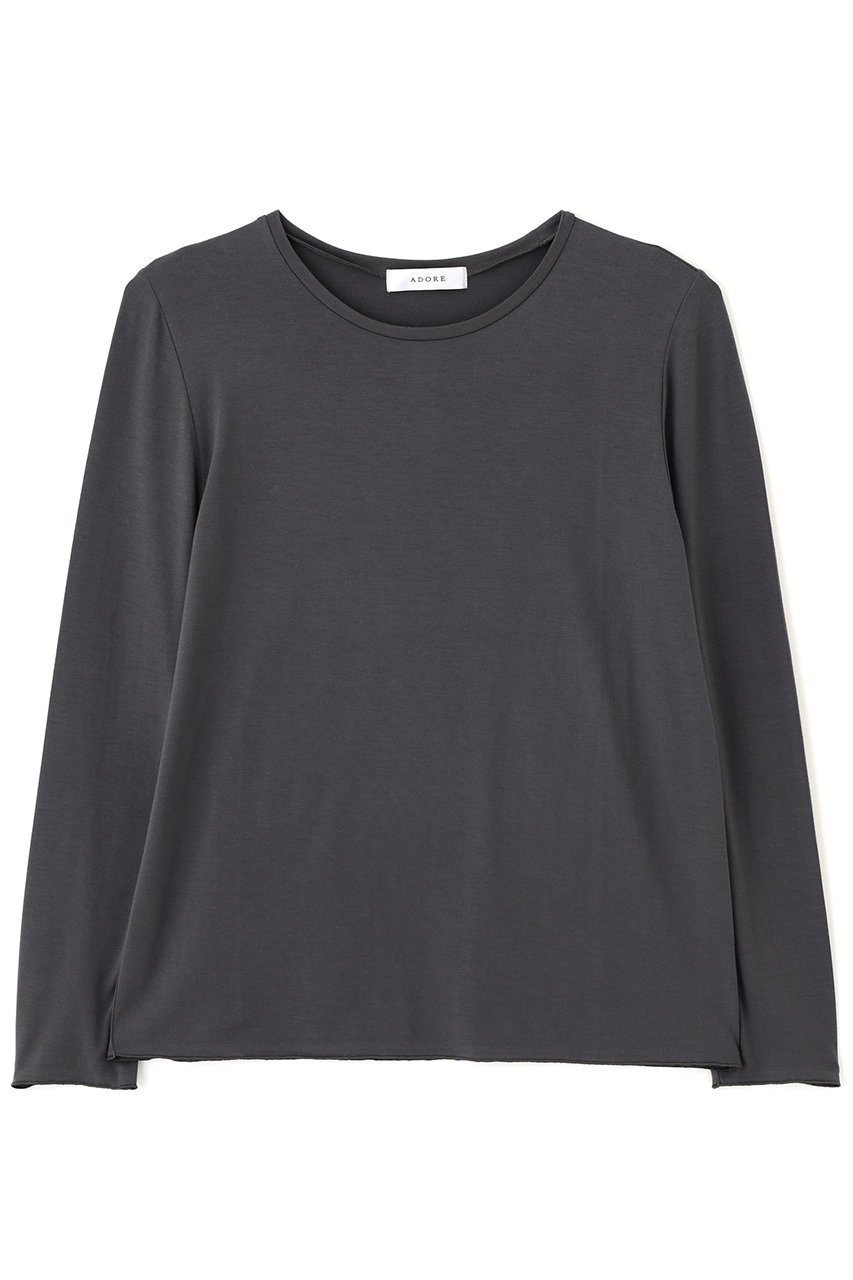 【アドーア/ADORE】のモイストジャージーカットソー インテリア・キッズ・メンズ・レディースファッション・服の通販 founy(ファニー) 　ファッション　Fashion　レディースファッション　Fashion for Women　トップス・カットソー　Cut & Sew Tops　シャツ・ブラウス・オフィスカジュアル　Elegant Blouses & Button-Ups　ロングTシャツ・Tシャツ　Longline T-Shirts & Tees　カットソー・ベーシックTシャツ　Cut-and-Sewn Tops / Stretch Tees & Basics　なめらか　Smooth, Silky Texture　スリーブ　Sleeve, Long Sleeve / Short Sleeve　ロング　Long, Long-Length　グレー|ID: prp329100004630125 ipo3291000000033299385