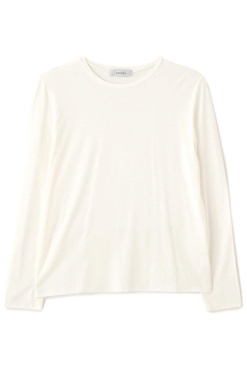 【アドーア/ADORE】のモイストジャージーカットソー インテリア・キッズ・メンズ・レディースファッション・服の通販 founy(ファニー) 　ファッション　Fashion　レディースファッション　Fashion for Women　トップス・カットソー　Cut & Sew Tops　シャツ・ブラウス・オフィスカジュアル　Elegant Blouses & Button-Ups　ロングTシャツ・Tシャツ　Longline T-Shirts & Tees　カットソー・ベーシックTシャツ　Cut-and-Sewn Tops / Stretch Tees & Basics　なめらか　Smooth, Silky Texture　スリーブ　Sleeve, Long Sleeve / Short Sleeve　ロング　Long, Long-Length　ホワイト|ID: prp329100004630125 ipo3291000000033299386