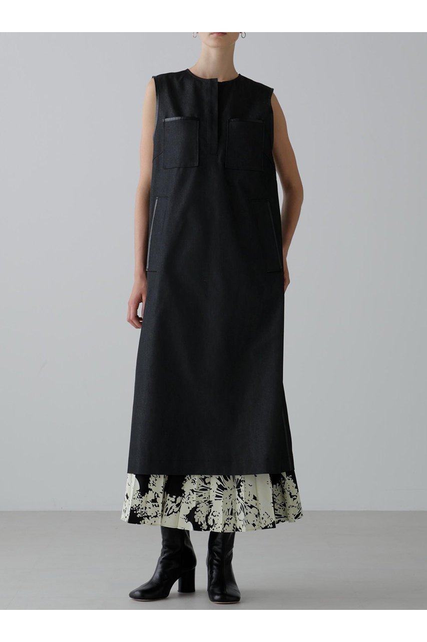 【アドーア/ADORE】のデニムライクストレッチワンピース インテリア・キッズ・メンズ・レディースファッション・服の通販 founy(ファニー) 　ファッション　Fashion　レディースファッション　Fashion for Women　ワンピース　Dresses　チュニック　Tunic Tops & Dresses　クール　Cool, Chic　チュニック　Tunic, Long Top　デニム　Denim, Jeans Material　ドレス　Dress, One-Piece　パイピング　Piping, Trim Design　ロング　Long, Long-Length　ブラック|ID: prp329100004630129 ipo3291000000033299428