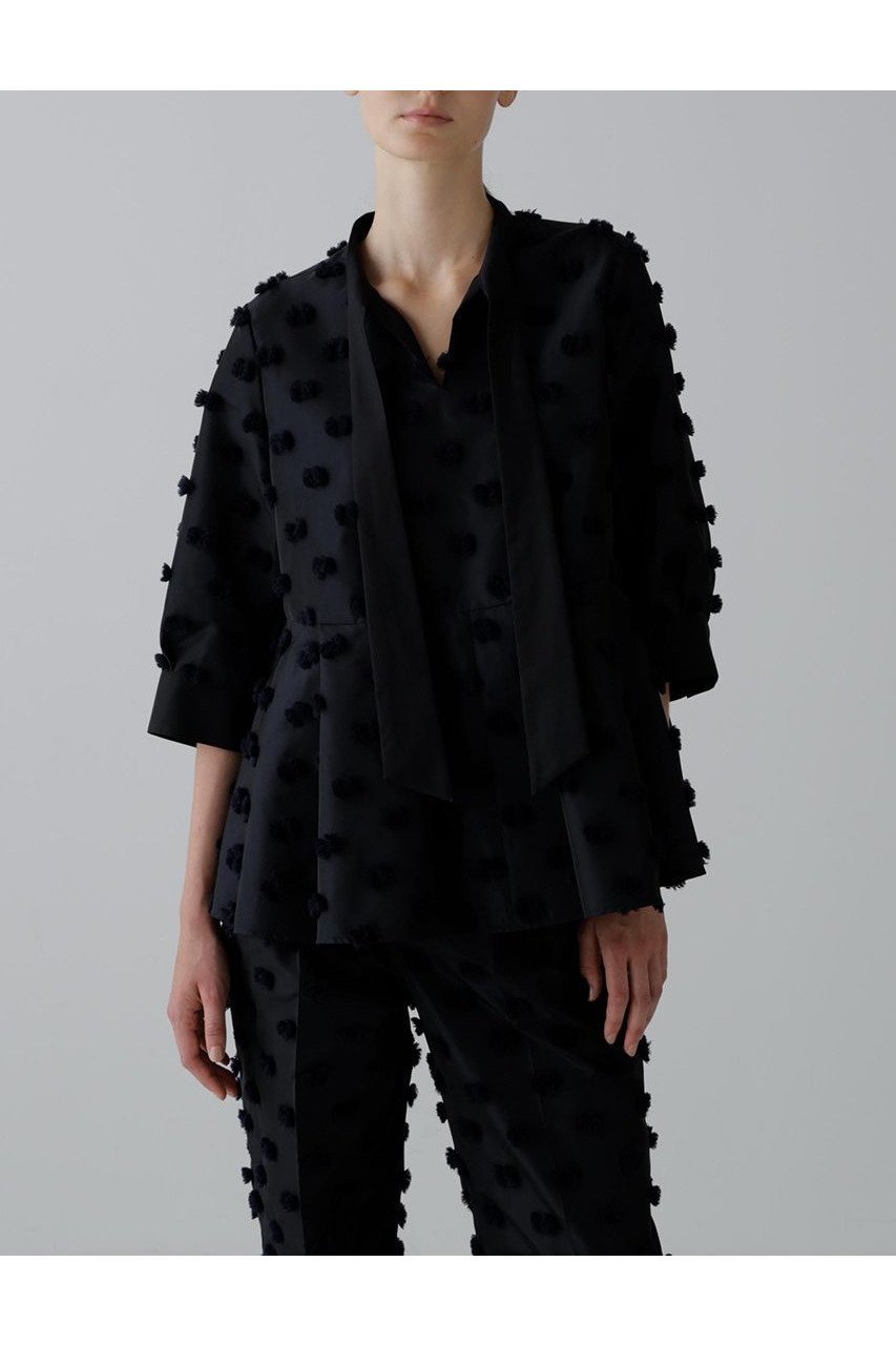 【アドーア/ADORE】のラビットテールジャガードブラウス 人気、トレンドファッション・服の通販 founy(ファニー) 　ファッション　Fashion　レディースファッション　Fashion for Women　トップス・カットソー　Cut & Sew Tops　シャツ・ブラウス・オフィスカジュアル　Elegant Blouses & Button-Ups　シャンブレー　Chambray, Denim-Like Fabric　ショート　Short, Short Length　ジャカード／ジャガード　Jacquard, Woven Pattern　スリーブ　Sleeve, Long Sleeve / Short Sleeve　タフタ　Taffeta, Structured Fabric　フェミニン　Feminine, Girly　ペプラム　Peplum, Flared Hem　モチーフ　Motif, Design Theme　新作・新入荷　New Arrivals / New In　other-2|ID: prp329100004630138 ipo3291000000033299509