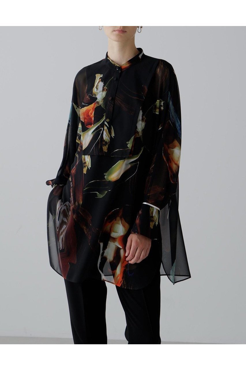 【アドーア/ADORE】のメルティングプリントブラウス 人気、トレンドファッション・服の通販 founy(ファニー) 　ファッション　Fashion　レディースファッション　Fashion for Women　トップス・カットソー　Cut & Sew Tops　シャツ・ブラウス・オフィスカジュアル　Elegant Blouses & Button-Ups　シフォン　Chiffon, Lightweight Fabric　スリット　Slit, Slit Detail　スリーブ　Sleeve, Long Sleeve / Short Sleeve　フラット　Flat, Flat Shoes　プリント　Print, Printed Pattern　モチーフ　Motif, Design Theme　ロング　Long, Long-Length　新作・新入荷　New Arrivals / New In　長袖　Long Sleeve, Full Sleeve　other-2|ID: prp329100004630141 ipo3291000000033299533