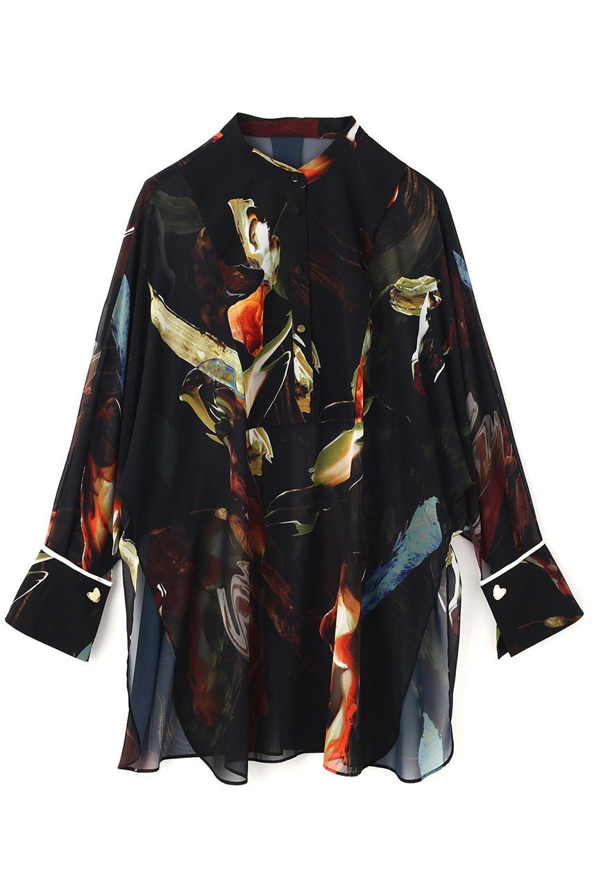 【アドーア/ADORE】のメルティングプリントブラウス インテリア・キッズ・メンズ・レディースファッション・服の通販 founy(ファニー) 　ファッション　Fashion　レディースファッション　Fashion for Women　トップス・カットソー　Cut & Sew Tops　シャツ・ブラウス・オフィスカジュアル　Elegant Blouses & Button-Ups　シフォン　Chiffon, Lightweight Fabric　スリット　Slit, Slit Detail　スリーブ　Sleeve, Long Sleeve / Short Sleeve　フラット　Flat, Flat Shoes　プリント　Print, Printed Pattern　モチーフ　Motif, Design Theme　ロング　Long, Long-Length　長袖　Long Sleeve, Full Sleeve　ブラック|ID: prp329100004630141 ipo3291000000035500625