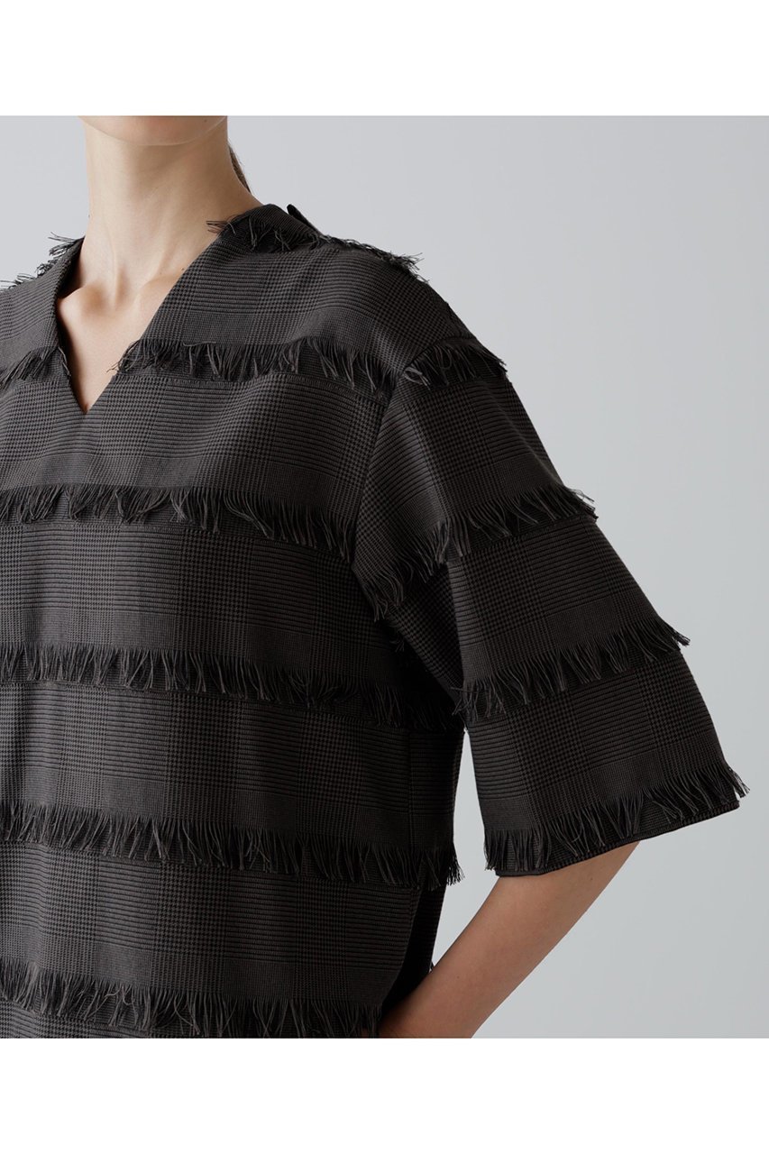 【アドーア/ADORE】のフリンジチェックブラウス 人気、トレンドファッション・服の通販 founy(ファニー) 　ファッション　Fashion　レディースファッション　Fashion for Women　トップス・カットソー　Cut & Sew Tops　シャツ・ブラウス・オフィスカジュアル　Elegant Blouses & Button-Ups　ショート　Short, Short Length　ジャカード／ジャガード　Jacquard, Woven Pattern　スリット　Slit, Slit Detail　スリーブ　Sleeve, Long Sleeve / Short Sleeve　セットアップ　Set-Up, Coordinated Outfit　チェック　Check, Plaid, Tartan　フリンジ　Fringe, Tassel　ボーダー　Border, Stripe　新作・新入荷　New Arrivals / New In　other-7|ID: prp329100004630142 ipo3291000000033299547