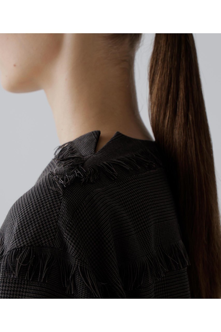 【アドーア/ADORE】のフリンジチェックブラウス 人気、トレンドファッション・服の通販 founy(ファニー) 　ファッション　Fashion　レディースファッション　Fashion for Women　トップス・カットソー　Cut & Sew Tops　シャツ・ブラウス・オフィスカジュアル　Elegant Blouses & Button-Ups　ショート　Short, Short Length　ジャカード／ジャガード　Jacquard, Woven Pattern　スリット　Slit, Slit Detail　スリーブ　Sleeve, Long Sleeve / Short Sleeve　セットアップ　Set-Up, Coordinated Outfit　チェック　Check, Plaid, Tartan　フリンジ　Fringe, Tassel　ボーダー　Border, Stripe　other-8|ID: prp329100004630142 ipo3291000000035354148