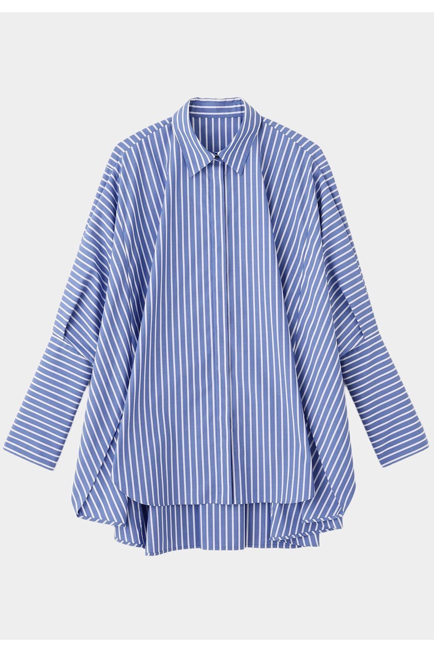 【ル フィル/LE PHIL】のオーバーサイズロングカフスシャツ インテリア・キッズ・メンズ・レディースファッション・服の通販 founy(ファニー) 　ファッション　Fashion　レディースファッション　Fashion for Women　トップス・カットソー　Cut & Sew Tops　シャツ・ブラウス・オフィスカジュアル　Elegant Blouses & Button-Ups　カフス　Cuff Design　スリット　Slit, Slit Detail　スリーブ　Sleeve, Long Sleeve / Short Sleeve　パターン　Pattern, Design Print　フォルム　Silhouette, Form　ロング　Long, Long-Length　羽織　Haori, Light Jacket　ブルー|ID: prp329100004630143 ipo3291000000033299552