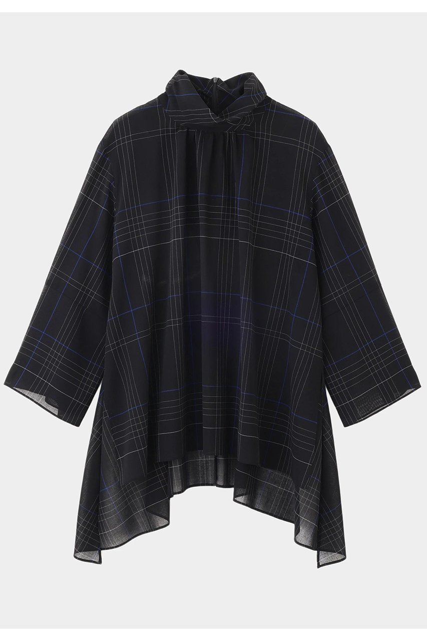 【ル フィル/LE PHIL】のシアーウールハイネックヘムブラウス 人気、トレンドファッション・服の通販 founy(ファニー) 　ファッション　Fashion　レディースファッション　Fashion for Women　トップス・カットソー　Cut & Sew Tops　シャツ・ブラウス・オフィスカジュアル　Elegant Blouses & Button-Ups　クラシカル　Classical, Vintage-Inspired　今季　This Season, Current Season　シンプル　Simple, Minimal　スリーブ　Sleeve, Long Sleeve / Short Sleeve　セットアップ　Set-Up, Coordinated Outfit　チェック　Check, Plaid, Tartan　ドレープ　Drape, Draping Fabric　ハイネック　High Neck, Mock Neck　ビッグ　Big, Oversized　ヘムライン　Hemline, Bottom Cut　ボトム　Bottoms, Lower Wear　ロング　Long, Long-Length　 other-1|ID: prp329100004630146 ipo3291000000033299573