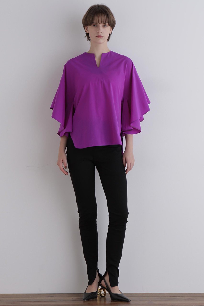 【ル フィル/LE PHIL】のナイロンストレッチフレアブラウス 人気、トレンドファッション・服の通販 founy(ファニー) 　ファッション　Fashion　レディースファッション　Fashion for Women　トップス・カットソー　Cut & Sew Tops　シャツ・ブラウス・オフィスカジュアル　Elegant Blouses & Button-Ups　ショート　Short, Short Length　スタンダード　Standard, Basic　ストレッチ　Stretch, Stretchy Fabric　スリーブ　Sleeve, Long Sleeve / Short Sleeve　フレア　Flare, Flared　ボトム　Bottoms, Lower Wear　再入荷　Restock / Back in Stock　other-2|ID: prp329100004630149 ipo3291000000033725226