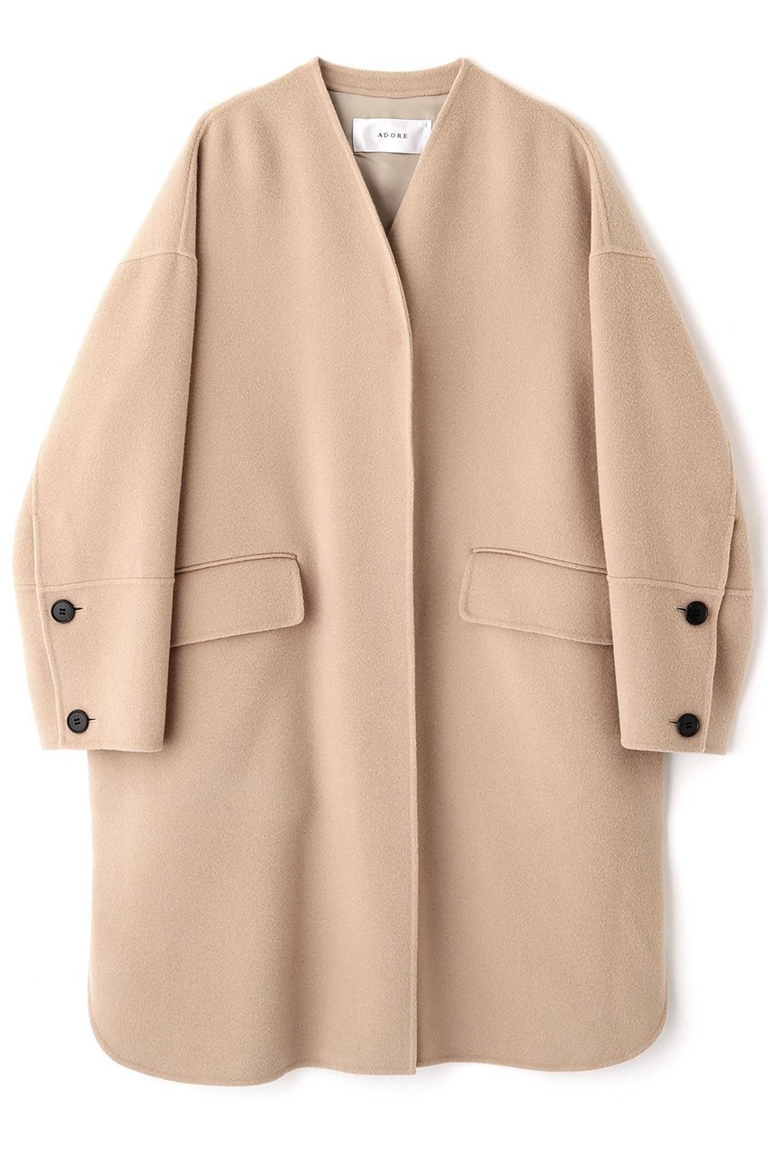 【アドーア/ADORE】のソリッドウールリバーノーカラーコート 人気、トレンドファッション・服の通販 founy(ファニー) 　ファッション　Fashion　レディースファッション　Fashion for Women　アウター　Coat / Outerwear Collection　コート・ロングコート・ピーコート　Long Coats, Peacoats & More　ダブル　Double, Double-Breasted　フェイス　Face, Facial Design　リバーシブル　Reversible, Two-Sided　ロング　Long, Long-Length　定番　Standard, Basic Item　 other-1|ID: prp329100004630153 ipo3291000000035564084