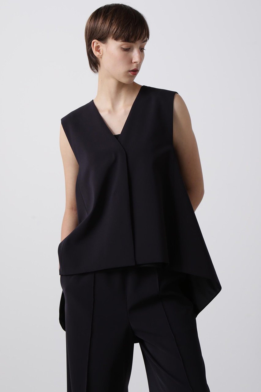 【ヒューエルミュージアム/hueLe Museum】の【hLM】ダブルクロスジレ インテリア・キッズ・メンズ・レディースファッション・服の通販 founy(ファニー) 　ファッション　Fashion　レディースファッション　Fashion for Women　アウター　Coat / Outerwear Collection　レディースジャケット・軽アウター　Jackets　エレガント 上品　Elegant　ジャケット　Jacket, Outerwear　ドレープ　Drape, Draping Fabric　フレア　Flare, Flared　ベスト　Vest, Waistcoat　ボックス　Boxy, Box Shape　マニッシュ　Mannish, Boyish　ネイビー|ID: prp329100004630157 ipo3291000000035753189