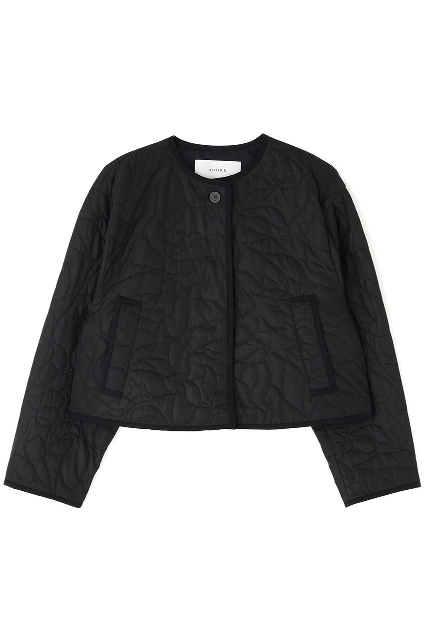 【アドーア/ADORE】のグラフィティキルティングジャケット インテリア・キッズ・メンズ・レディースファッション・服の通販 founy(ファニー) 　ファッション　Fashion　レディースファッション　Fashion for Women　アウター　Coat / Outerwear Collection　レディースジャケット・軽アウター　Jackets　おすすめ　Recommended / Our Picks　キルティング　Quilted, Quilting　グログラン　Grosgrain, Grosgrain Ribbon　ショート　Short, Short Length　ジャケット　Jacket, Outerwear　セットアップ　Set-Up, Coordinated Outfit　タフタ　Taffeta, Structured Fabric　パイピング　Piping, Trim Design　ブルゾン　Blouson, Bomber Jacket　ブラック|ID: prp329100004630159 ipo3291000000033985014