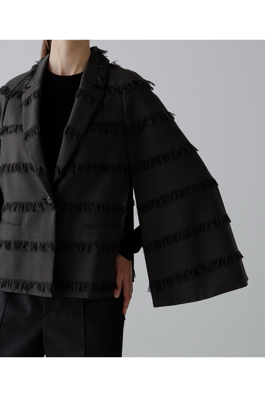 【アドーア/ADORE】のフリンジチェックジャケット 人気、トレンドファッション・服の通販 founy(ファニー) 　ファッション　Fashion　レディースファッション　Fashion for Women　アウター　Coat / Outerwear Collection　レディースジャケット・軽アウター　Jackets　おすすめ　Recommended / Our Picks　ジャカード／ジャガード　Jacquard, Woven Pattern　ジャケット　Jacket, Outerwear　スリーブ　Sleeve, Long Sleeve / Short Sleeve　セットアップ　Set-Up, Coordinated Outfit　チェック　Check, Plaid, Tartan　フリンジ　Fringe, Tassel　フレア　Flare, Flared　ボーダー　Border, Stripe　other-8|ID: prp329100004630165 ipo3291000000033299732