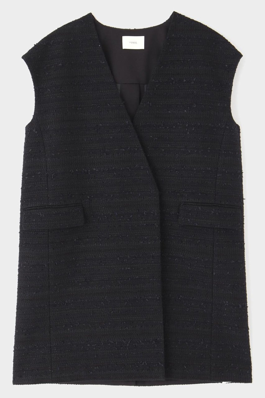 【ル フィル/LE PHIL】のミックスツィードノースリーブジャケット インテリア・キッズ・メンズ・レディースファッション・服の通販 founy(ファニー) 　ファッション　Fashion　レディースファッション　Fashion for Women　アウター　Coat / Outerwear Collection　レディースジャケット・軽アウター　Jackets　エレガント 上品　Elegant　ジャケット　Jacket, Outerwear　スタンダード　Standard, Basic　ツイード　Twill, Twill Weave　トレンド　Trend, Trending Now　ノースリーブ　Sleeveless, No-Sleeve　リラックス　Relax, Relaxed Fit　今季　This Season, Current Season　別注　Limited Edition, Custom Order　ブラック|ID: prp329100004630169 ipo3291000000035248621