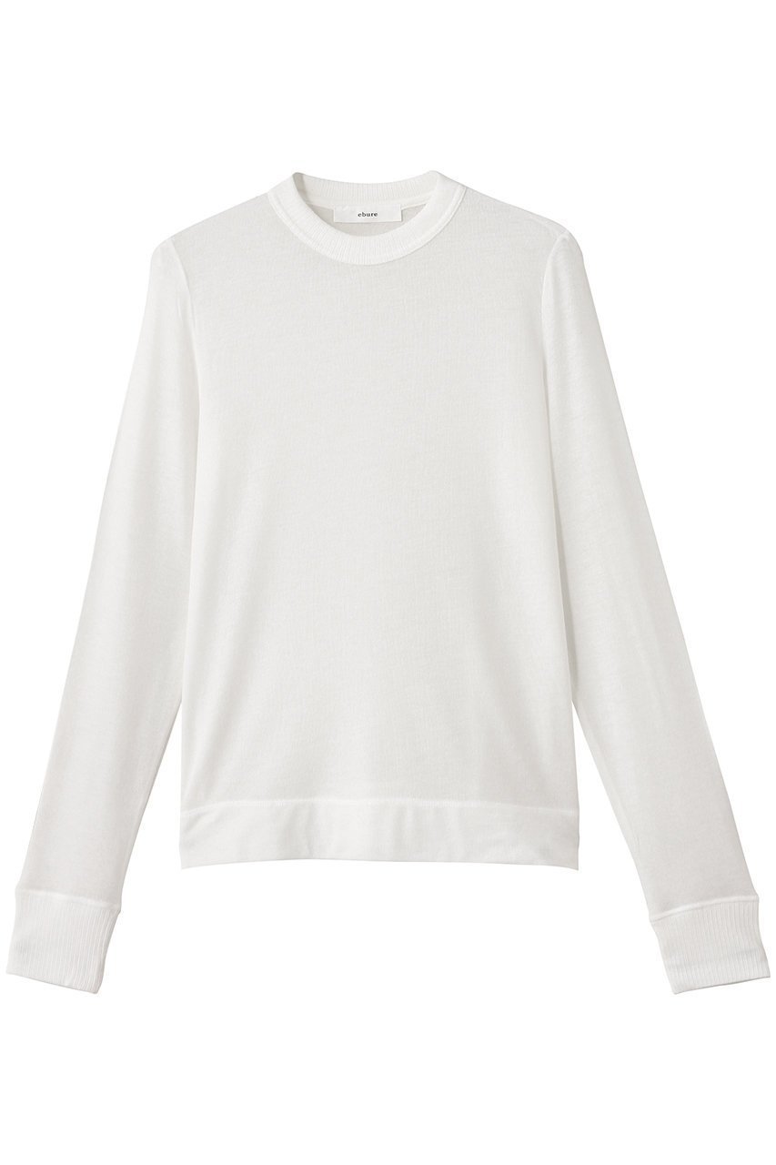 【エブール/ebure】のソフトシアージャージ クルーネックカットソー 人気、トレンドファッション・服の通販 founy(ファニー) 　ファッション　Fashion　レディースファッション　Fashion for Women　トップス・カットソー　Cut & Sew Tops　ニット　Knit Tops & Sweaters　カジュアルプルオーバー・ニットトップス　Pullovers & Knit Tops / Casual Pullovers　カットソー・ベーシックTシャツ　Cut-and-Sewn Tops / Stretch Tees & Basics　シアー　Sheer, See-Through　シルク　Silk, 100% Silk　シンプル　Simple, Minimal　 other-1|ID: prp329100004630172 ipo3291000000036077148