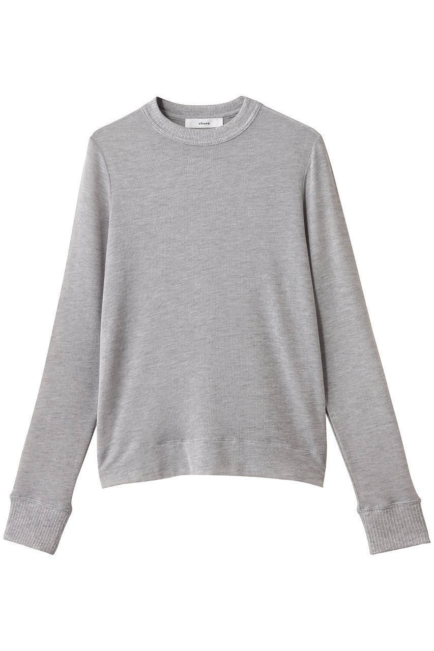 【エブール/ebure】のソフトシアージャージ クルーネックカットソー インテリア・キッズ・メンズ・レディースファッション・服の通販 founy(ファニー) 　ファッション　Fashion　レディースファッション　Fashion for Women　トップス・カットソー　Cut & Sew Tops　ニット　Knit Tops & Sweaters　カジュアルプルオーバー・ニットトップス　Pullovers & Knit Tops / Casual Pullovers　カットソー・ベーシックTシャツ　Cut-and-Sewn Tops / Stretch Tees & Basics　シアー　Sheer, See-Through　シルク　Silk, 100% Silk　シンプル　Simple, Minimal　トップグレー|ID: prp329100004630172 ipo3291000000036077153