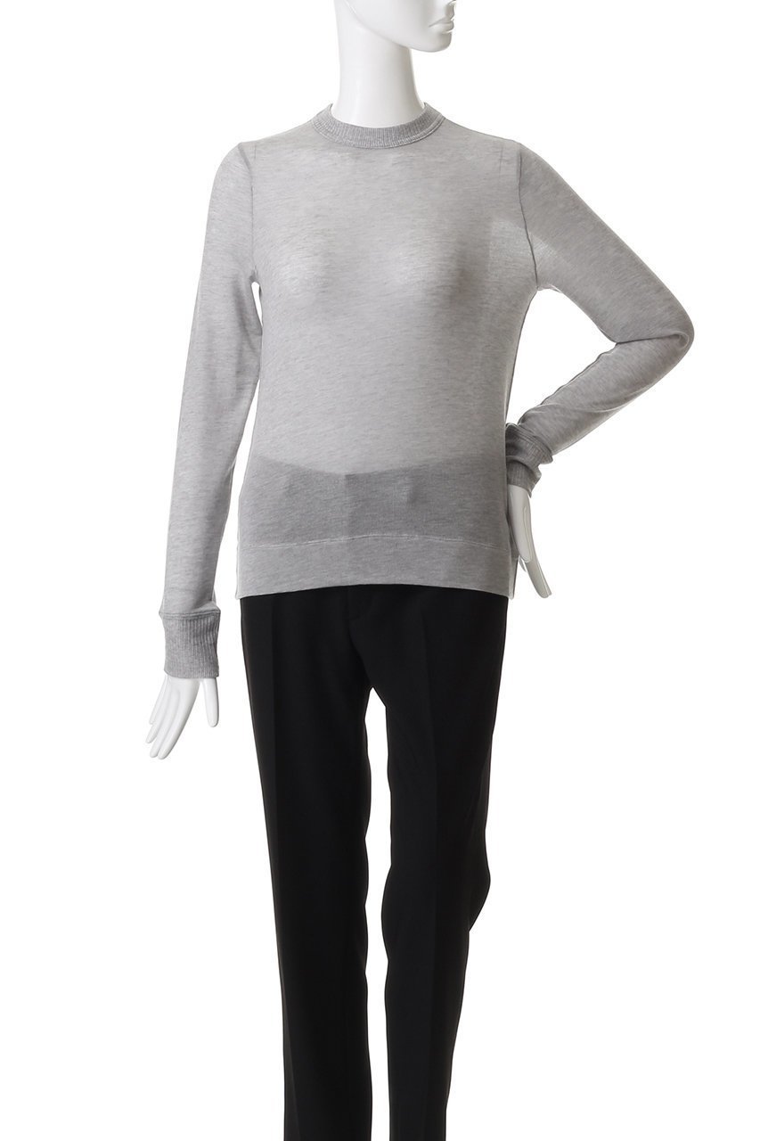 【エブール/ebure】のソフトシアージャージ クルーネックカットソー 人気、トレンドファッション・服の通販 founy(ファニー) 　ファッション　Fashion　レディースファッション　Fashion for Women　トップス・カットソー　Cut & Sew Tops　ニット　Knit Tops & Sweaters　カジュアルプルオーバー・ニットトップス　Pullovers & Knit Tops / Casual Pullovers　カットソー・ベーシックTシャツ　Cut-and-Sewn Tops / Stretch Tees & Basics　シアー　Sheer, See-Through　シルク　Silk, 100% Silk　シンプル　Simple, Minimal　other-2|ID: prp329100004630172 ipo3291000000036077154