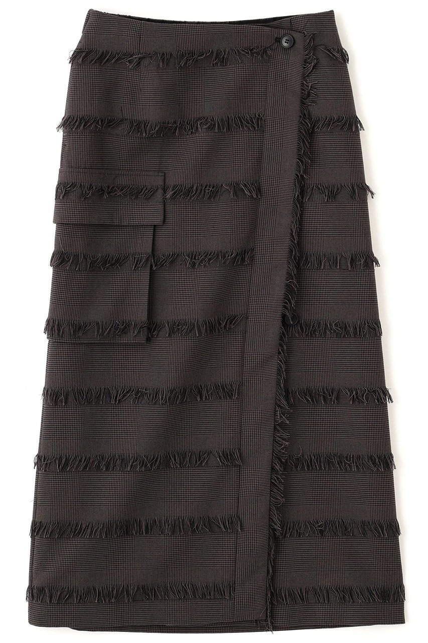 【アドーア/ADORE】のフリンジチェックスカート インテリア・キッズ・メンズ・レディースファッション・服の通販 founy(ファニー) 　ファッション　Fashion　レディースファッション　Fashion for Women　スカート　Skirts　ロングスカート　Long Skirts / Maxi & Midi Skirts　おすすめ　Recommended / Our Picks　ジャカード／ジャガード　Jacquard, Woven Pattern　ジャケット　Jacket, Outerwear　セットアップ　Set-Up, Coordinated Outfit　チェック　Check, Plaid, Tartan　フリンジ　Fringe, Tassel　ボーダー　Border, Stripe　ポケット　Pocket, Pocket Detail　ロング　Long, Long-Length　再入荷　Restock / Back in Stock　グレー|ID: prp329100004630198 ipo3291000000034990784
