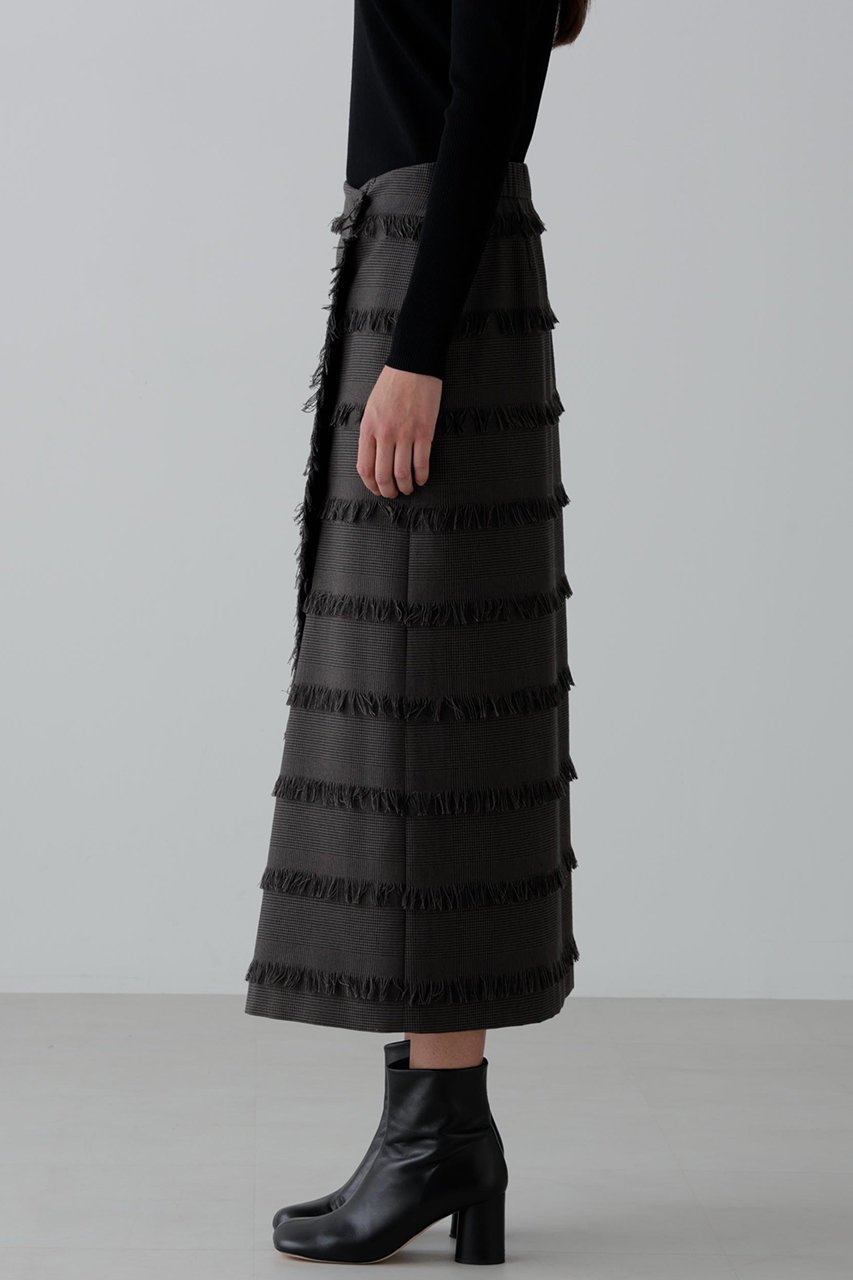 【アドーア/ADORE】のフリンジチェックスカート 人気、トレンドファッション・服の通販 founy(ファニー) 　ファッション　Fashion　レディースファッション　Fashion for Women　スカート　Skirts　ロングスカート　Long Skirts / Maxi & Midi Skirts　おすすめ　Recommended / Our Picks　ジャカード／ジャガード　Jacquard, Woven Pattern　ジャケット　Jacket, Outerwear　セットアップ　Set-Up, Coordinated Outfit　チェック　Check, Plaid, Tartan　フリンジ　Fringe, Tassel　ボーダー　Border, Stripe　ポケット　Pocket, Pocket Detail　ロング　Long, Long-Length　再入荷　Restock / Back in Stock　other-5|ID: prp329100004630198 ipo3291000000034990788