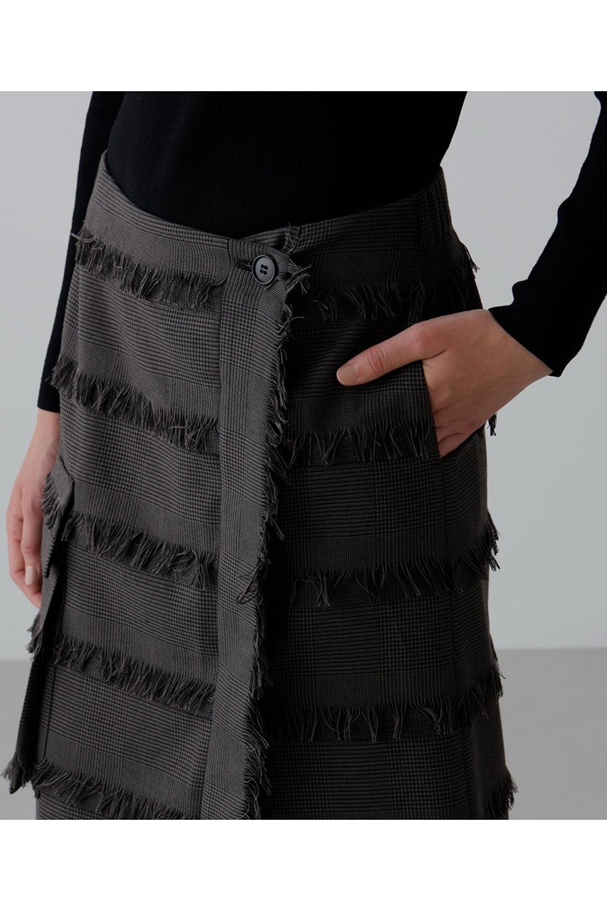 【アドーア/ADORE】のフリンジチェックスカート 人気、トレンドファッション・服の通販 founy(ファニー) 　ファッション　Fashion　レディースファッション　Fashion for Women　スカート　Skirts　ロングスカート　Long Skirts / Maxi & Midi Skirts　おすすめ　Recommended / Our Picks　ジャカード／ジャガード　Jacquard, Woven Pattern　ジャケット　Jacket, Outerwear　セットアップ　Set-Up, Coordinated Outfit　チェック　Check, Plaid, Tartan　フリンジ　Fringe, Tassel　ボーダー　Border, Stripe　ポケット　Pocket, Pocket Detail　ロング　Long, Long-Length　再入荷　Restock / Back in Stock　other-8|ID: prp329100004630198 ipo3291000000034990791