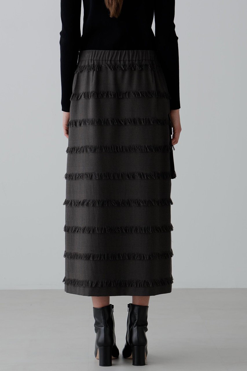 【アドーア/ADORE】のフリンジチェックスカート 人気、トレンドファッション・服の通販 founy(ファニー) 　ファッション　Fashion　レディースファッション　Fashion for Women　スカート　Skirts　ロングスカート　Long Skirts / Maxi & Midi Skirts　おすすめ　Recommended / Our Picks　ジャカード／ジャガード　Jacquard, Woven Pattern　ジャケット　Jacket, Outerwear　セットアップ　Set-Up, Coordinated Outfit　チェック　Check, Plaid, Tartan　フリンジ　Fringe, Tassel　ボーダー　Border, Stripe　ポケット　Pocket, Pocket Detail　ロング　Long, Long-Length　other-6|ID: prp329100004630198 ipo3291000000035718190